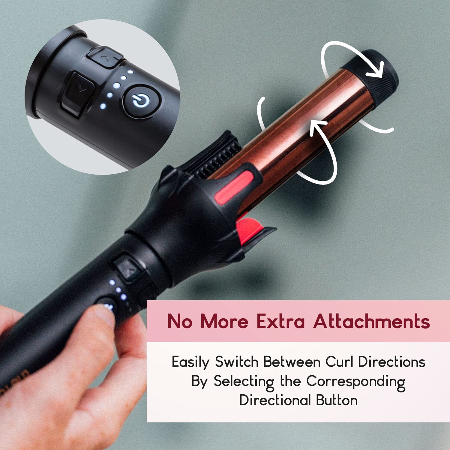 Farrah 1 Inch Automatic Hair Curling Iron Wand - Professional Ceramic Tourmaline Curler for Beach Waves & Loose Curls - Perfect for Home Styling, Salons & Travel