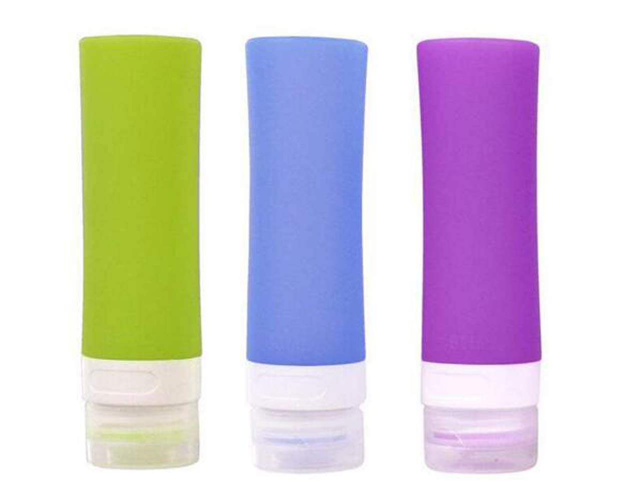 3PCS Leakproof Silicone Travel Bottles (80ml) - Empty Refillable Squeeze Tubes with Flip Top Cap for Shampoo, Lotion & Toiletries | TSA Approved for Airplane Carry-on | Perfect for Gym, Vacation & Daily Use