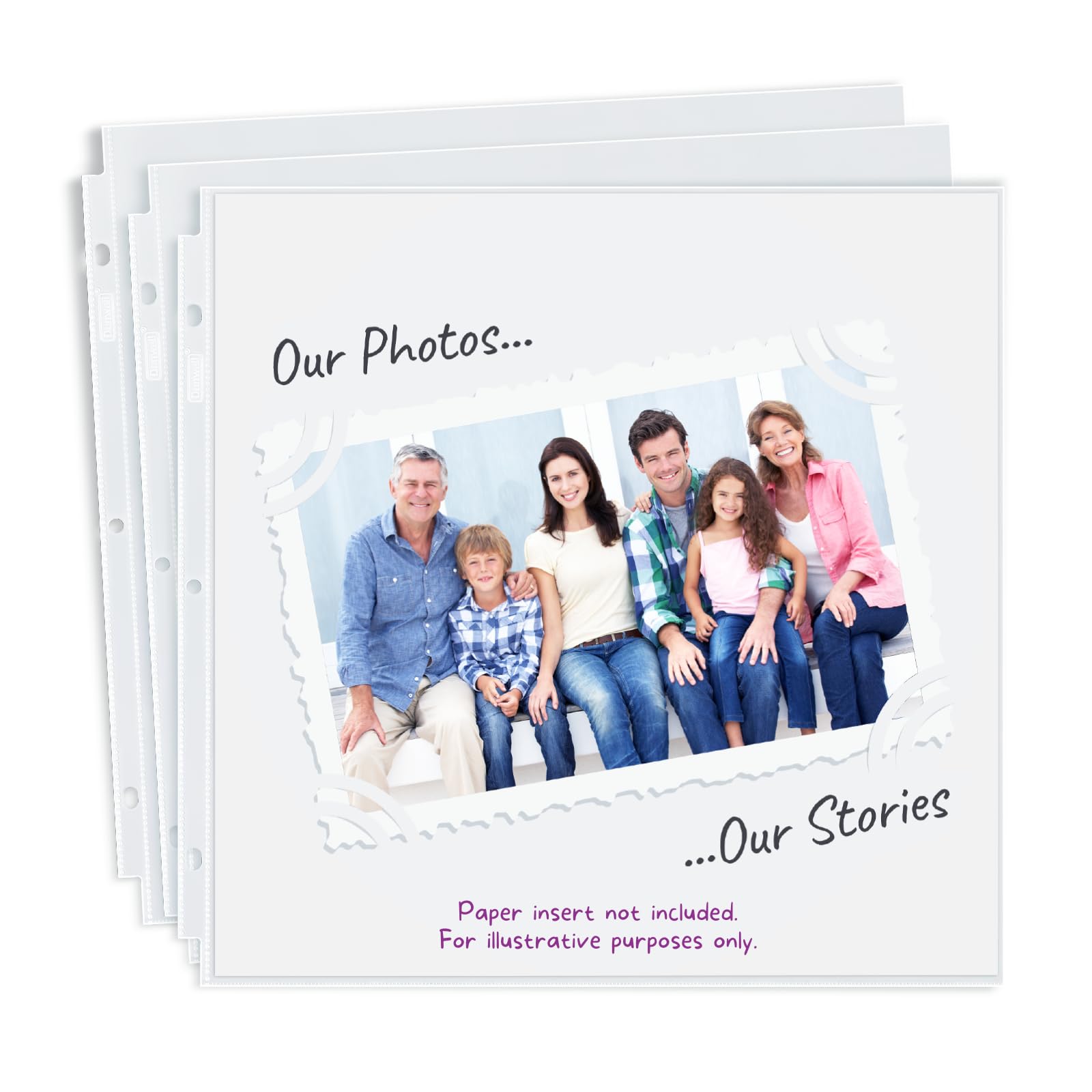 Dunwell 12x12 Scrapbook Refill Pages - 100 Pack Super Heavyweight Acid-Free Sheet Protectors for 3-Ring Binders | Perfect for Photo Albums, Memory Books & Craft Projects | Standard 12x12 Size (Paper Inserts Not Included)