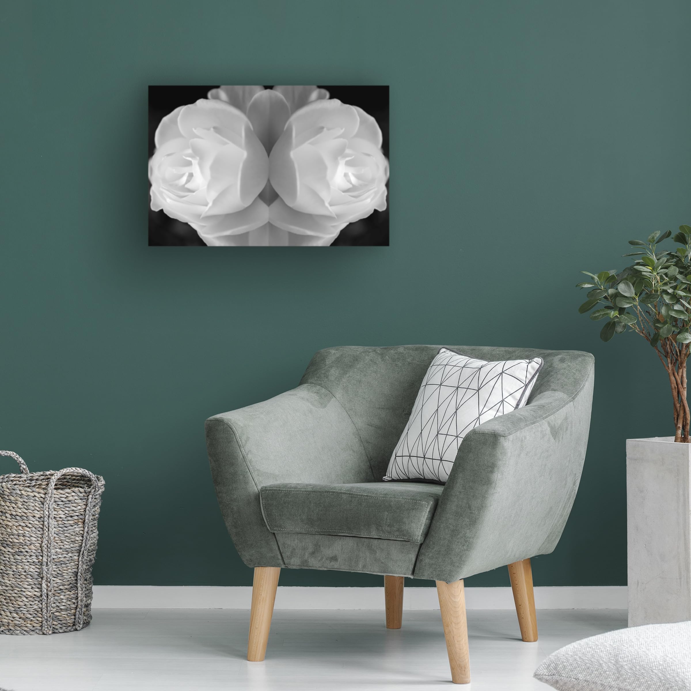 Anita Vincze 'Twin Rose 27' Floral Canvas Wall Art Print - Handmade Home Decor for Living Room, Bedroom & Office