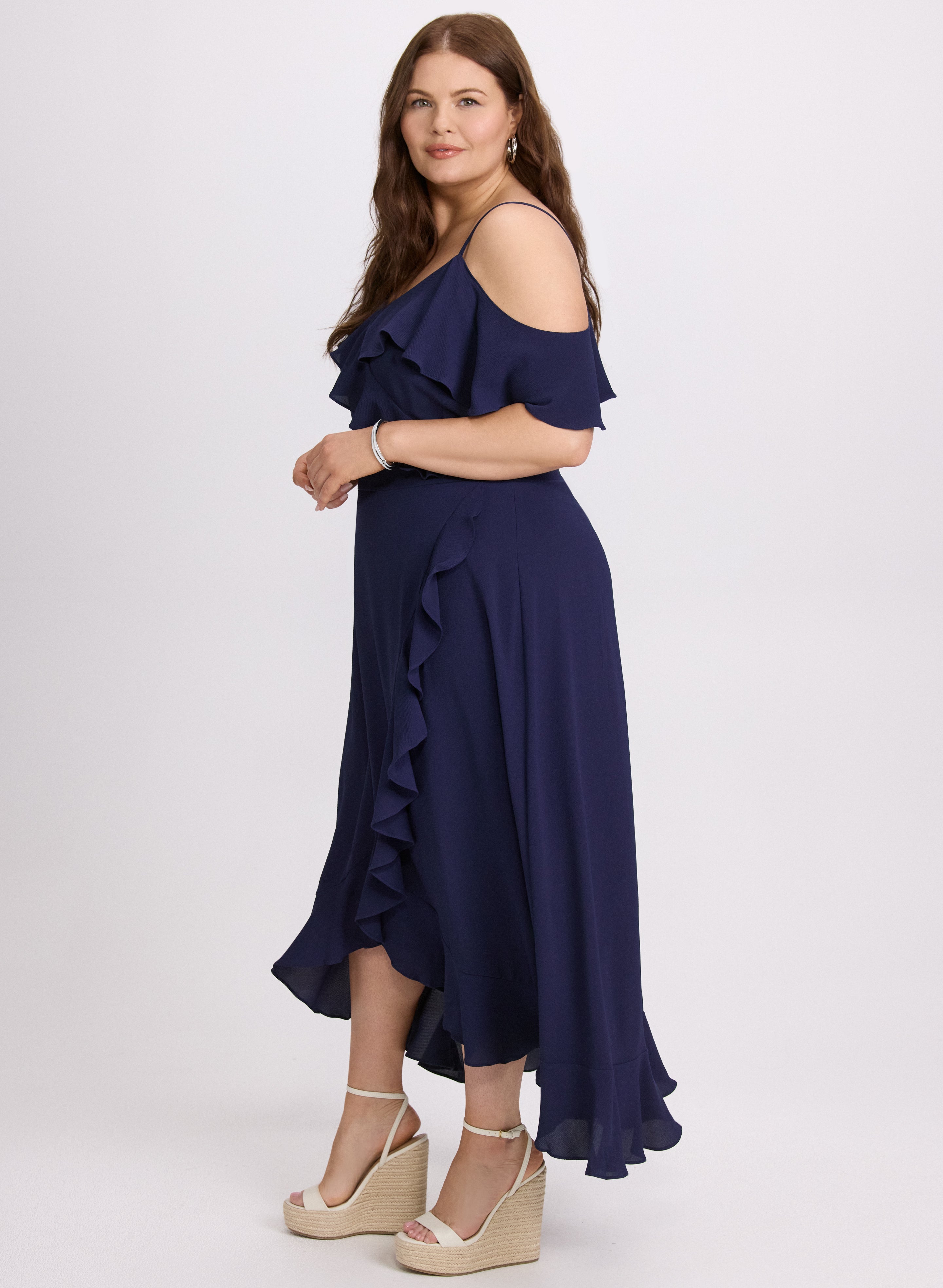 Elegant Cold Shoulder Midi Dress for Women - Flowy Summer Party Dress for Date Night, Wedding Guest & Beach Vacations