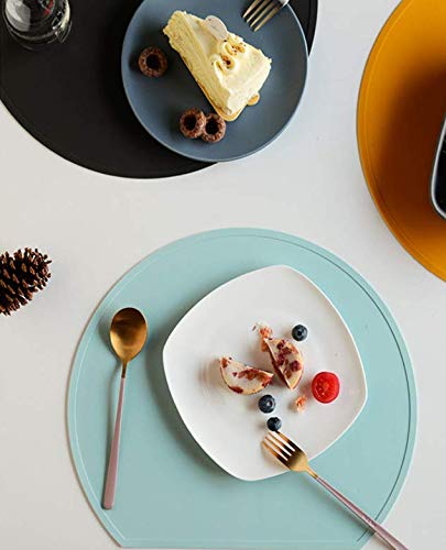 LONGFITE Thick Silicone Placemats for Kids - Non-Slip Table Mats Set of 4 in Mint Green - Perfect for Dining, Parties, and Home Decor