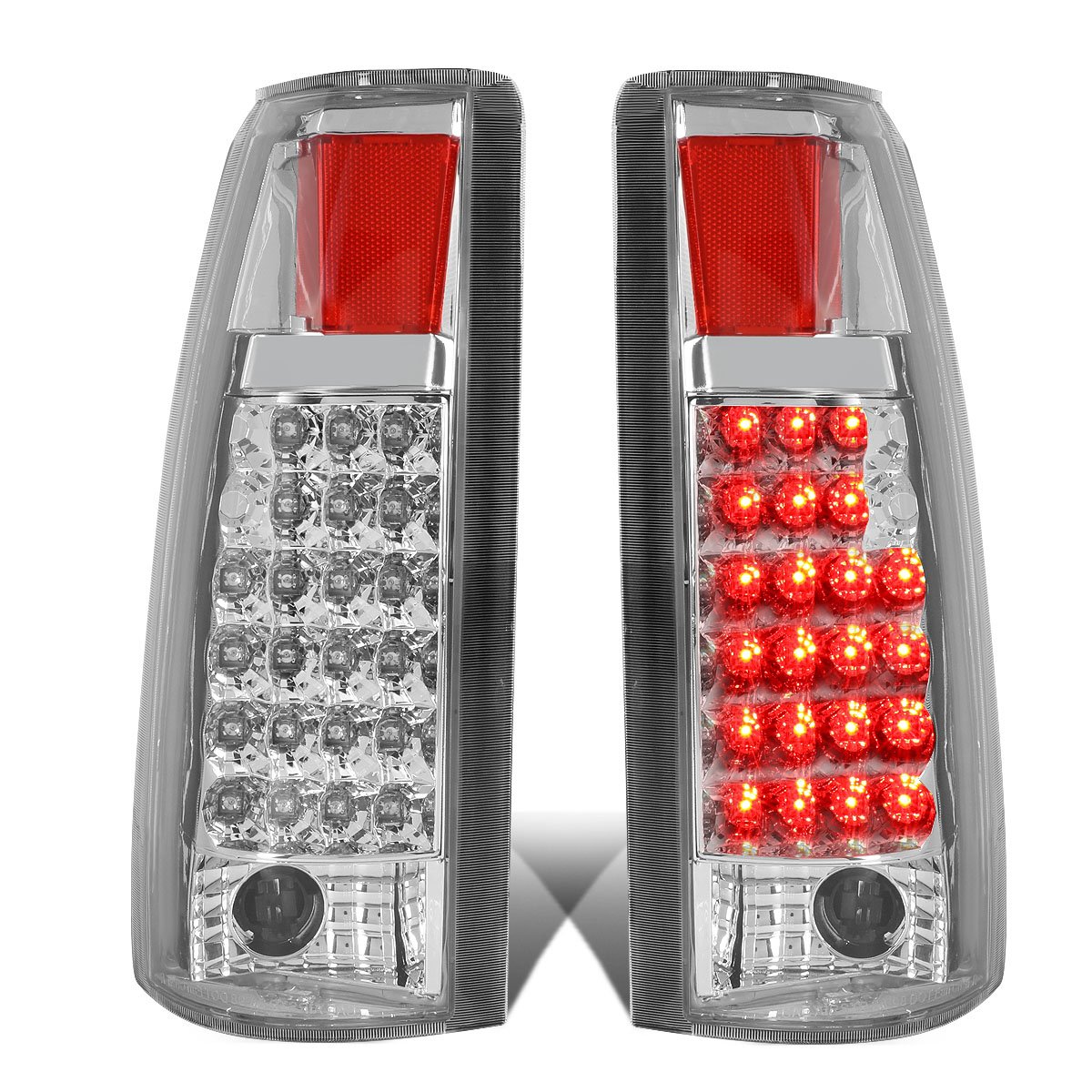 Auto Dynasty Full LED Tail Lights for 1988-2000 Chevy Tahoe Blazer GMC Yukon Suburban C/K Pickup - Reverse Brake Lamps, Driver & Passenger Side, Chrome Housing Clear Lens - Upgrade Your Truck's Style & Nighttime Visibility