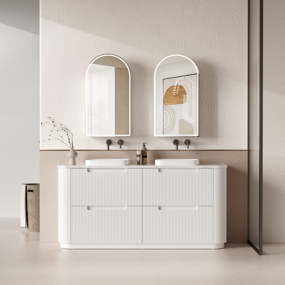 Aulic 1800mm Curved Floor Standing Bathroom Vanity Cabinet Only - CA57 1800 | Modern Freestanding Storage for Bathroom, Bedroom & Guest Room