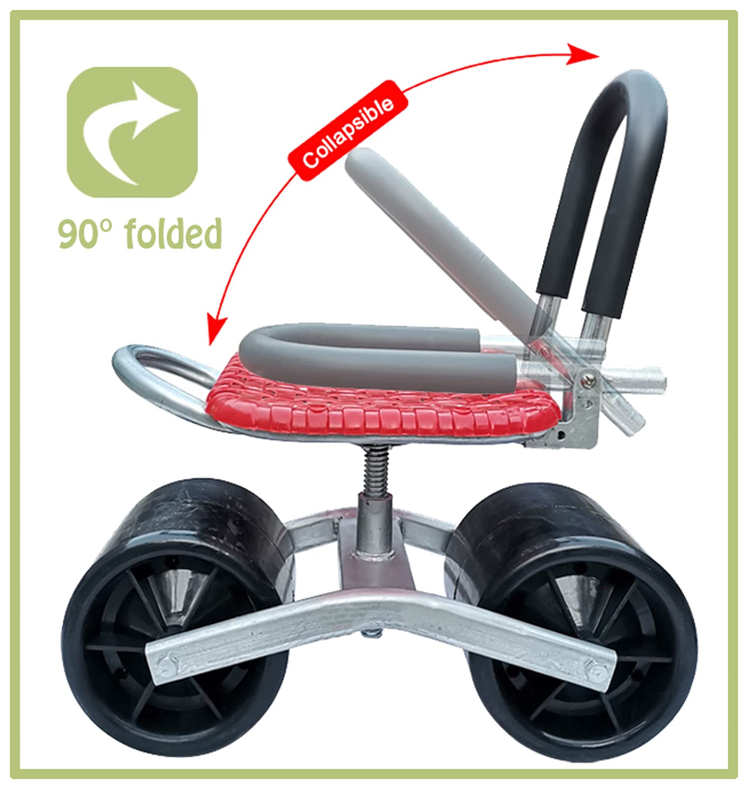 Mobile Garden Stool with Wheels - 360° Rotating & Height Adjustable Rolling Gardening Seat, Portable Garden Cart with Umbrella Stand | Perfect for Outdoor Planting, Weeding & Yard Work