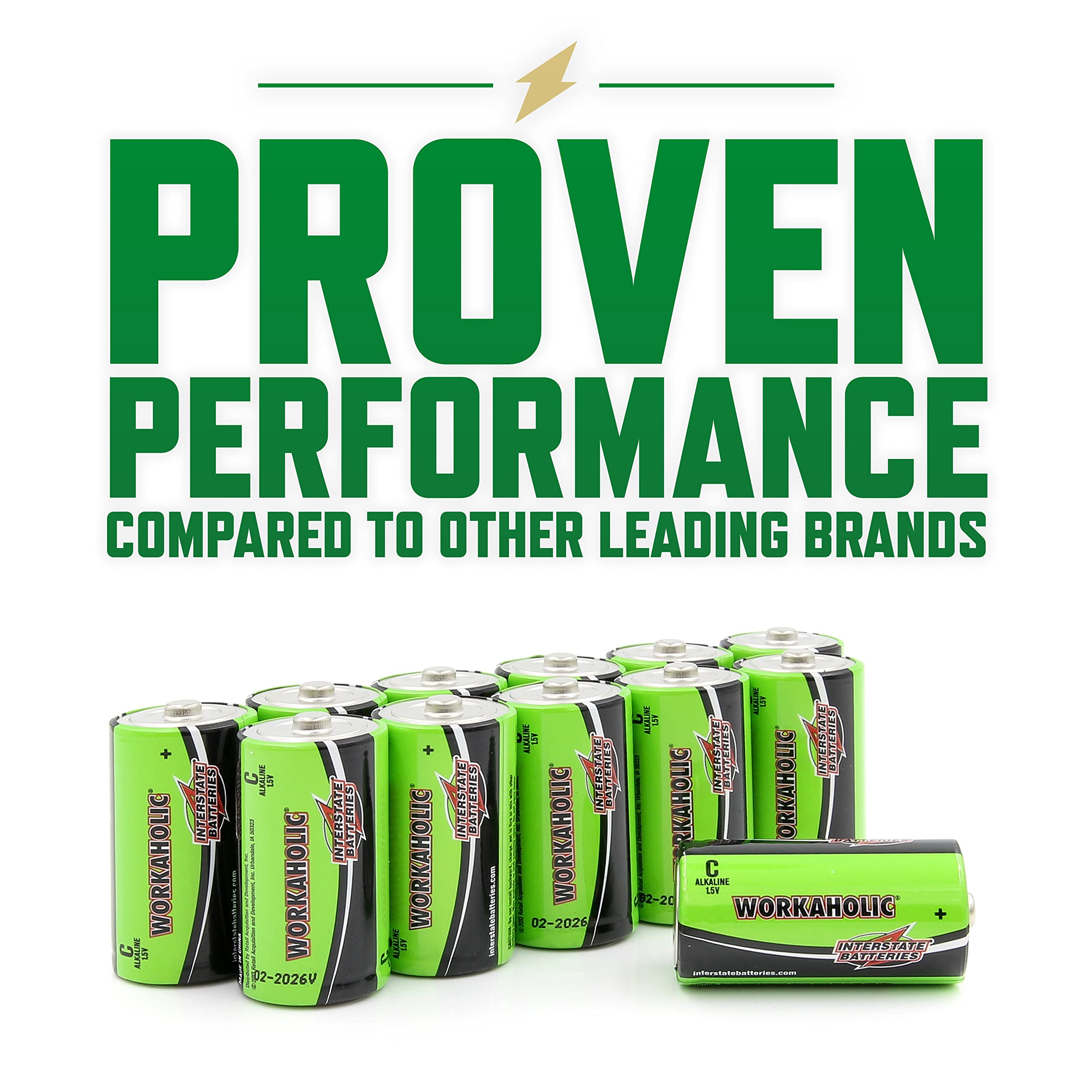 Interstate Batteries C Cell Alkaline Batteries (12 Pack) - 1.5V High Performance Long Lasting Batteries for Flashlights, Toys, Clocks & Electronic Devices - All-Purpose Power Solution (DRY0080)