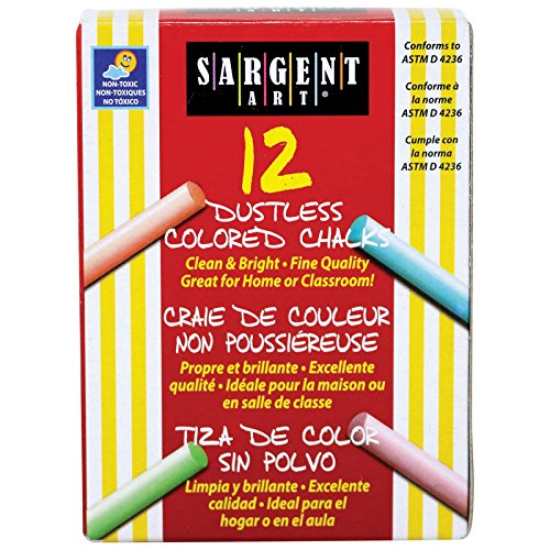 Sargent Art SAR662010BN 24 Boxes of Assorted Colors Dustless Chalk - Non-Toxic, Vibrant Colors for Classroom, Sidewalk, and Home Use