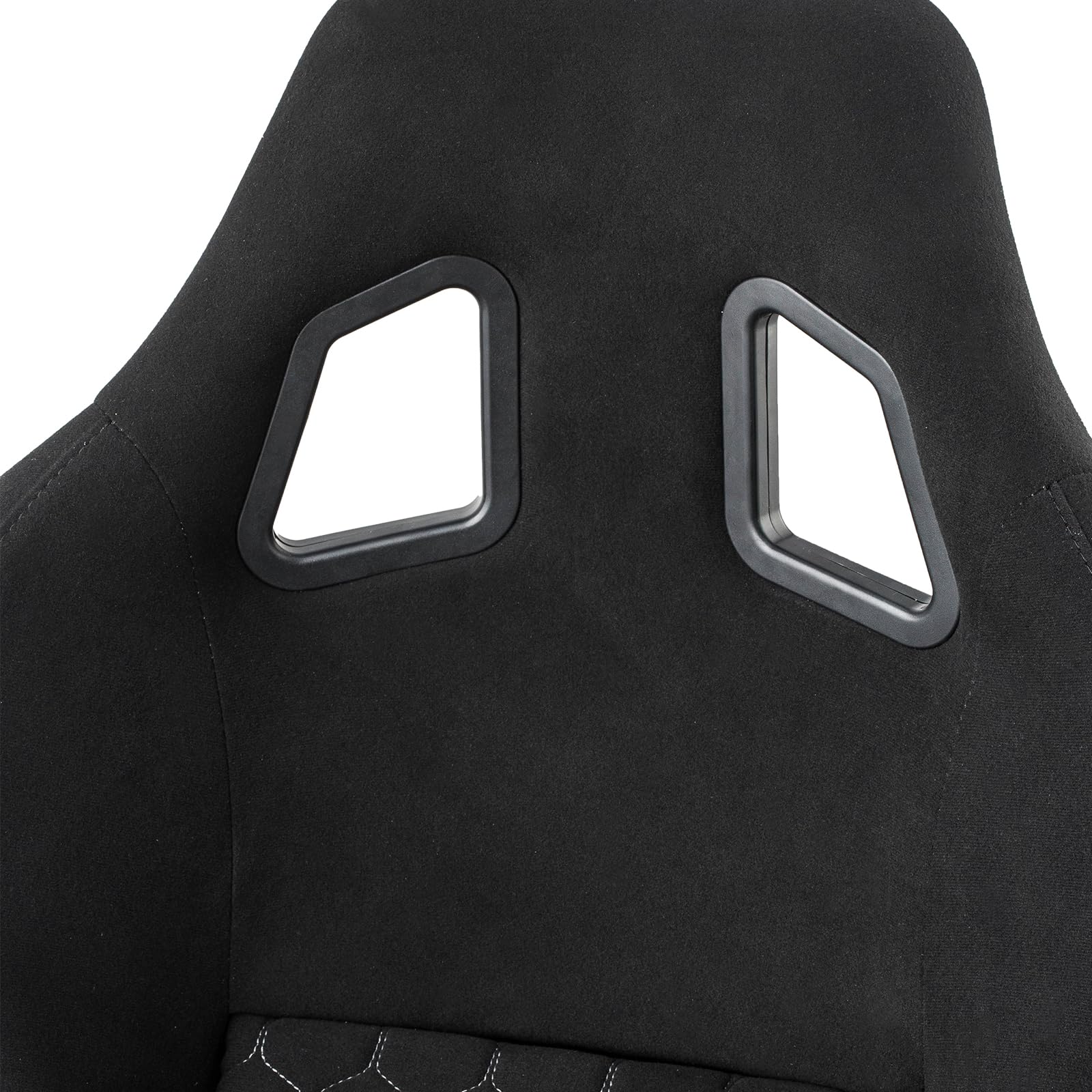 Universal Strong Fiberglass Racing Seat - Size L, Black Fabric with White Diamond Stitch, Dual Lock Sliders Bucket Seat for Cars - Perfect for Racing, Drifting & Performance Driving