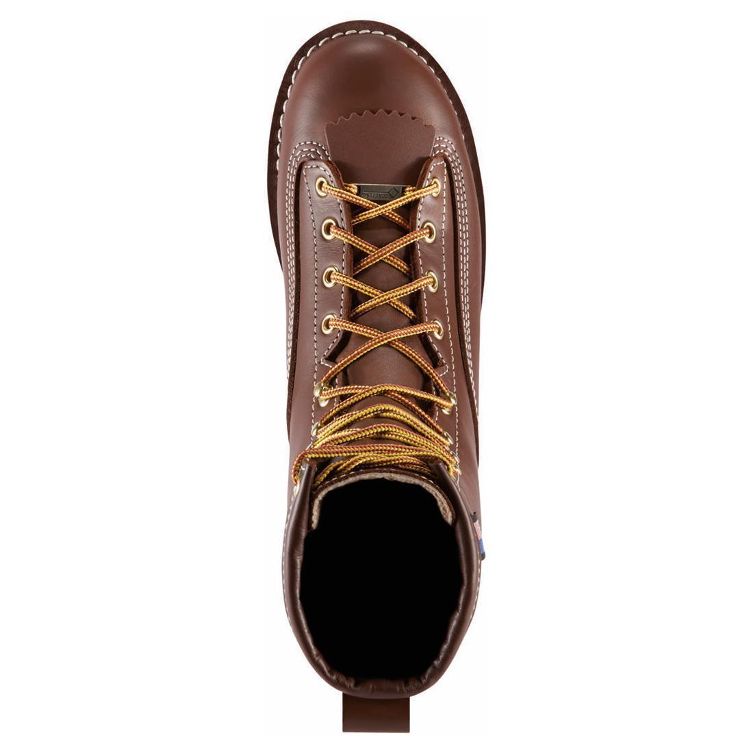 Power Foreman 8 Inch Steel Toe Work Boots for Men - Brown Leather Safety Shoes for Construction, Landscaping & Outdoor Work