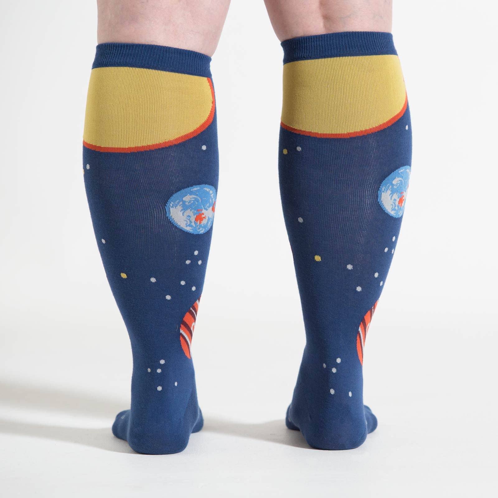Stretch-It Knee High Socks for Wide Calves | Fun Planet Design | Comfortable & Breathable for Everyday Wear, Cosplay & Gift Giving