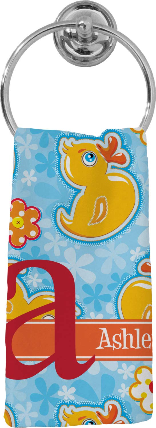 Custom Personalized Rubber Duckies & Flowers Hand Towel - Full Print Bathroom & Kitchen Towel for Baby Showers, Bridal Gifts, and Home Decor