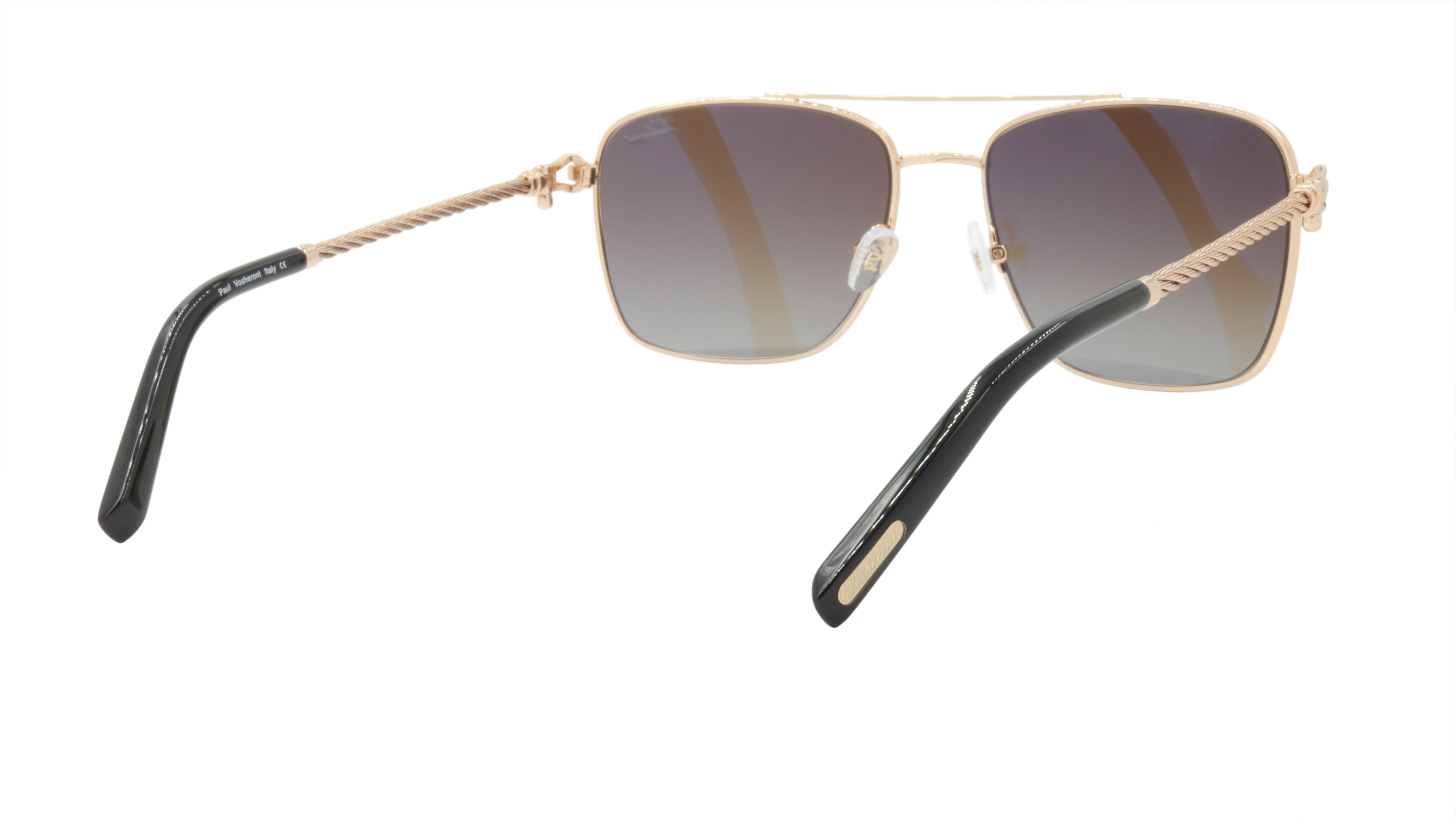 Paul Vosheront PV3439S C3 Gold Plated Metal Acetate Polarized Sunglasses - Italian Luxury UV Protection for Driving, Beach & Outdoor Activities