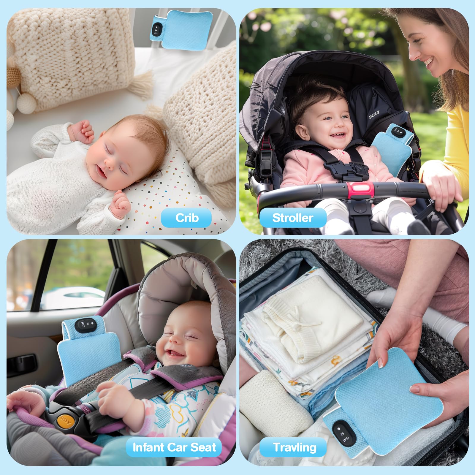 Baby Vibrating Sleep Soother with 3 Adjustable Vibration Modes & 90-Min Auto Shutoff | Portable Infant Sleep Aid for Newborns | Perfect for Nursery, Travel & Baby Showers | Improves Sleep Quality & Comfort
