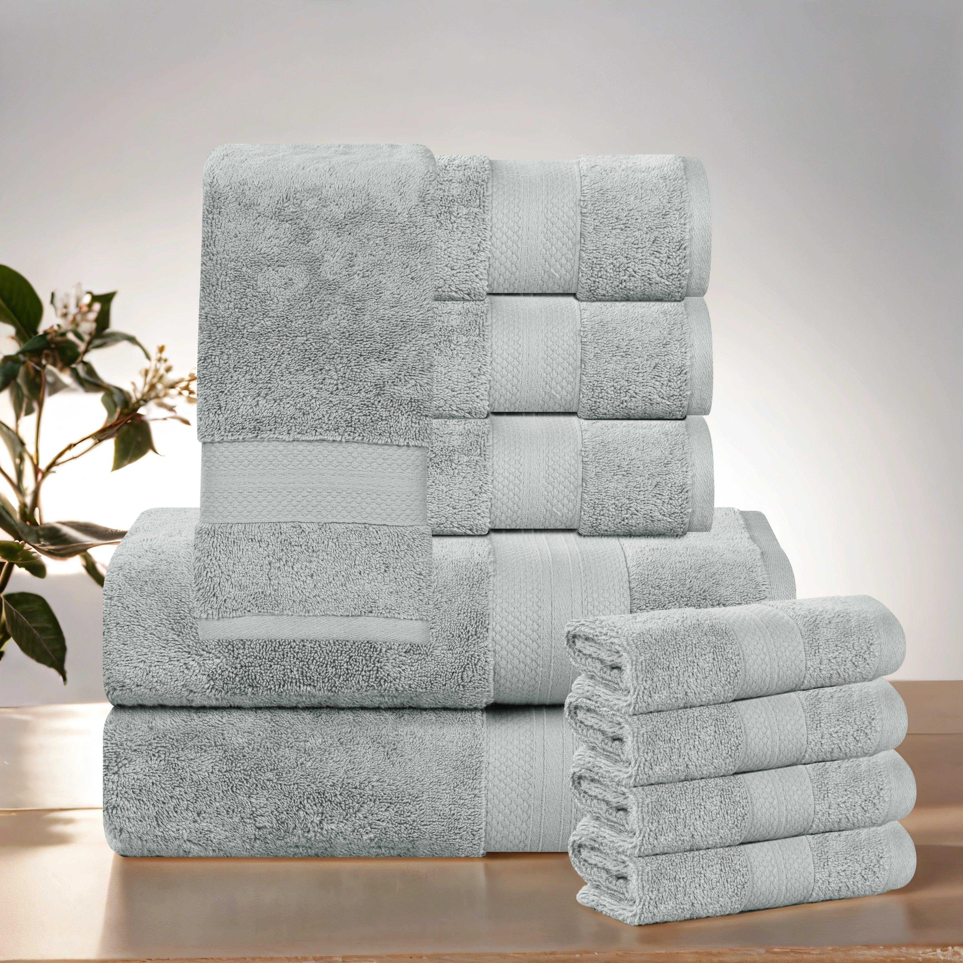 Premium Aria 10-Piece Turkish Cotton Towel Set - Ultra Soft & Absorbent Bath Towels, Hand Towels & Washcloths for Spa, Hotel & Luxury Home Use