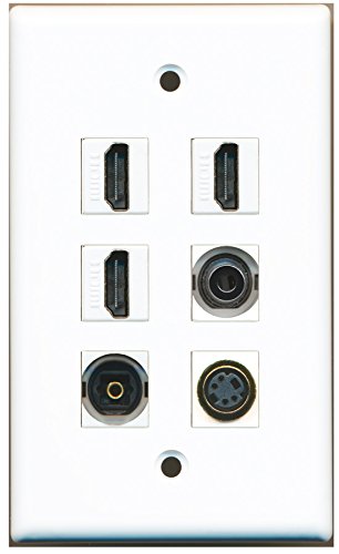 RiteAV 3-Port HDMI Wall Plate with S-Video, Toslink & 3.5mm Audio - Ideal for Home Theater & AV System Installations