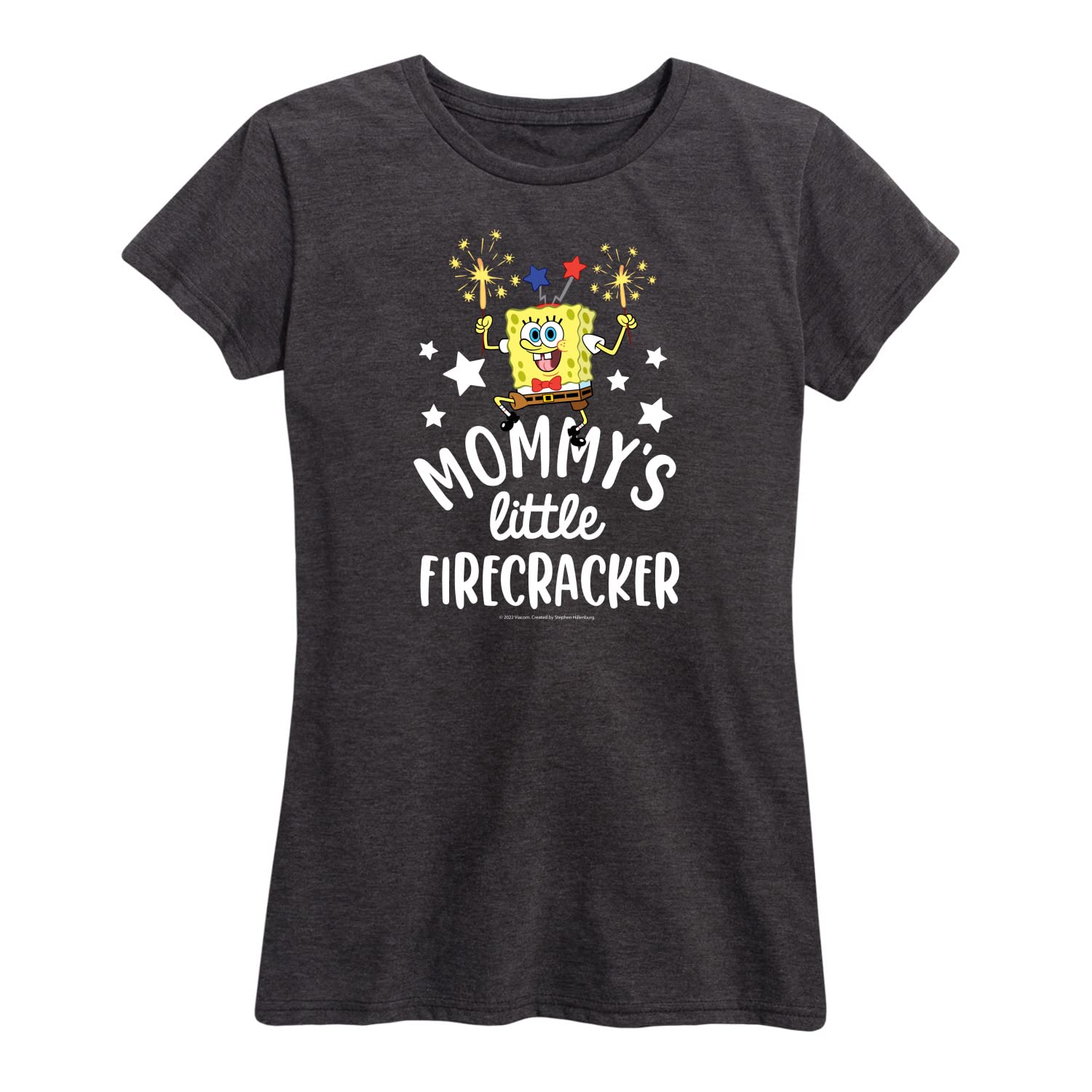 Spongebob Squarepants Women's Graphic T-Shirt - Mommy's Little Firecracker Short Sleeve Tee - Funny Cartoon Casual Top for Women - Perfect for Everyday Wear & Gifts