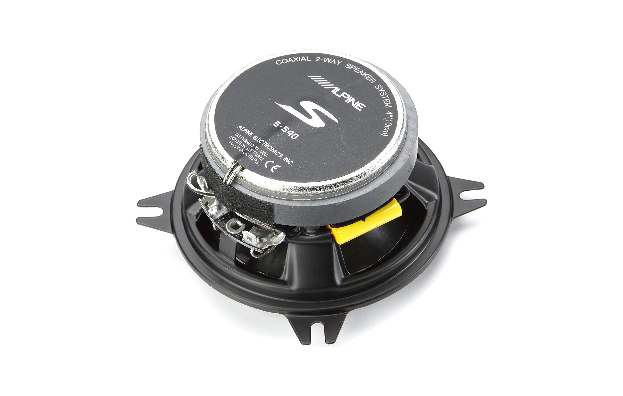 Alpine S-S40 S-Series 4-inch Coaxial 2-Way Car Speakers (Pair) with 4x6 Adapter Plate - High Performance Audio for Cars, Trucks & SUVs - Perfect for Upgrading Factory Sound System