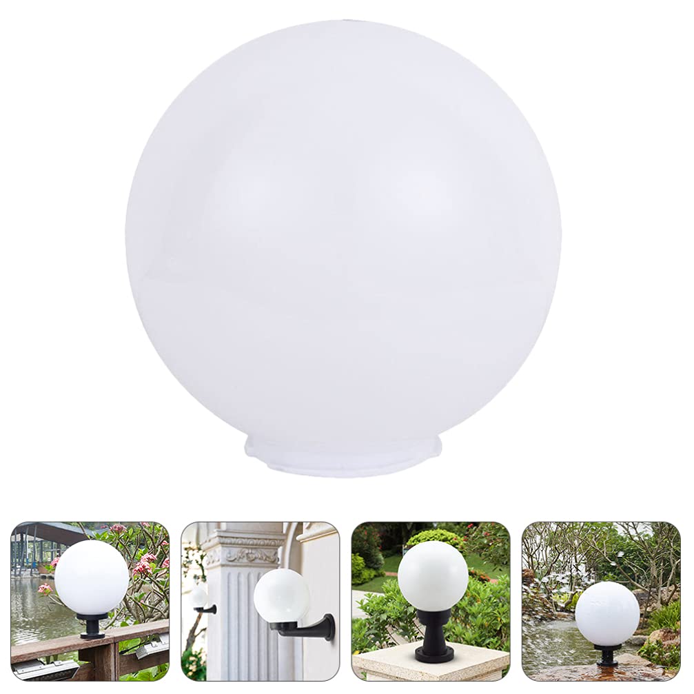 Lurrose Acrylic Lamp Post Globe - Open Neckless Bulb Cover for Chandeliers, Table, Floor & Wall Lamps - White 15x15x15cm - Perfect for Living Room, Bedroom, Restaurant & Hotel Decor