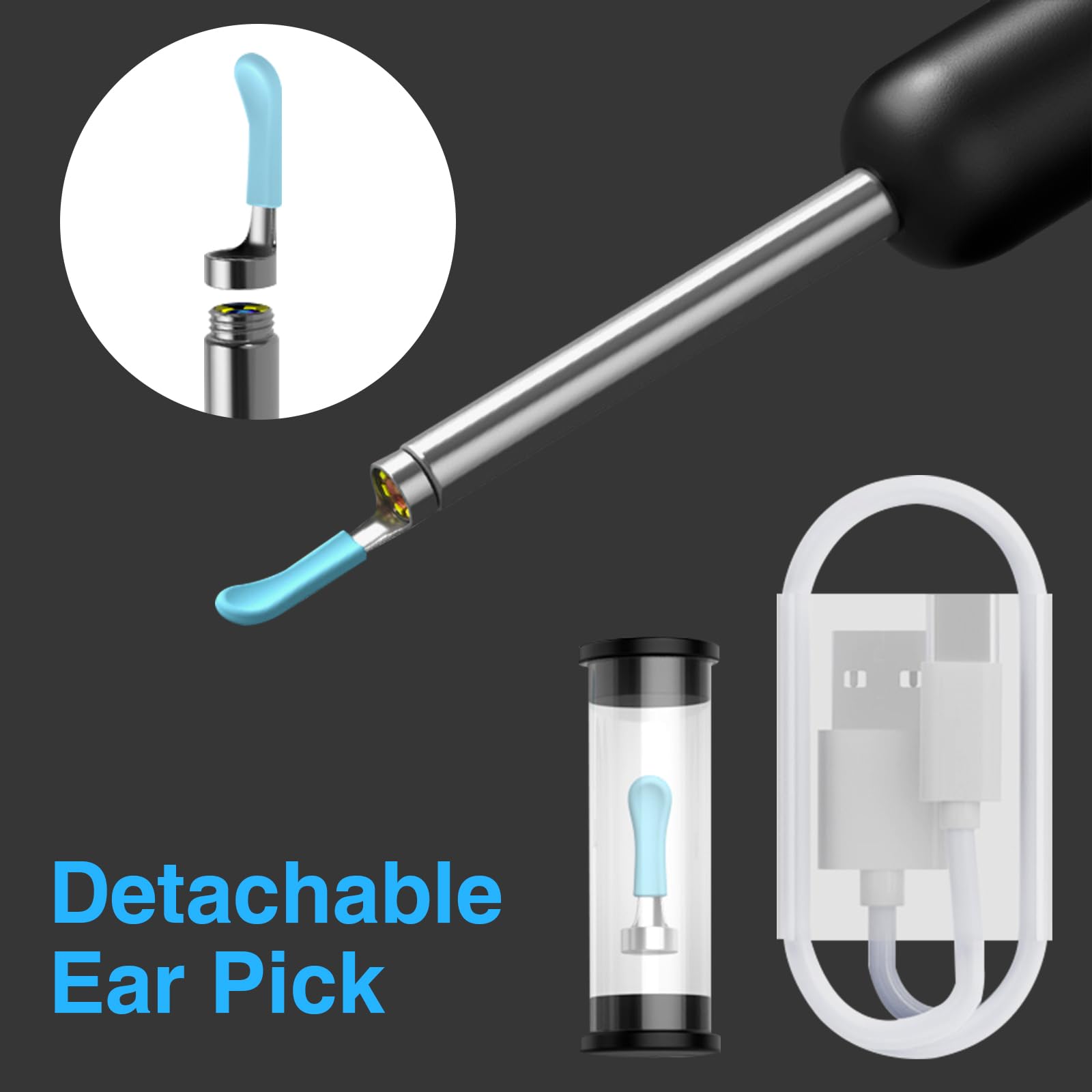Smart Ear Wax Removal Tool with HD Camera & Light - Wireless Ear Cleaner Otoscope for Smartphone - Safe Ear Wax Removal Kit for Kids & Adults - Perfect for Home Use, Travel & Medical Checkups