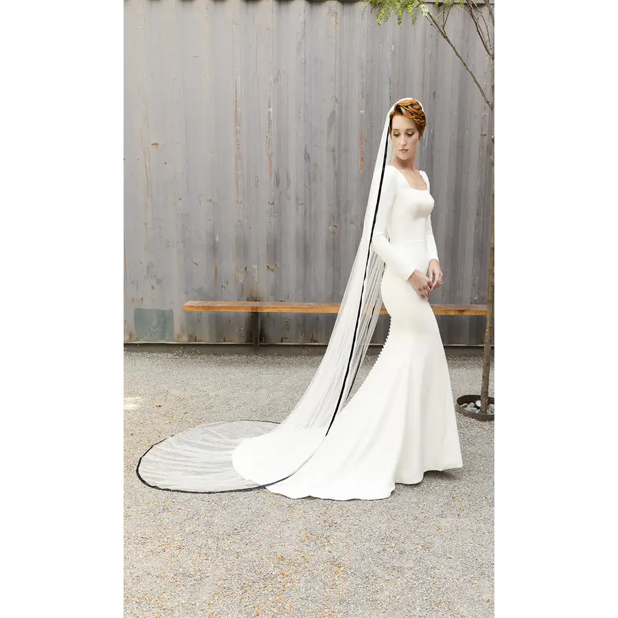 Elegant Cathedral Bridal Veil V2291C - Long Lace Wedding Veil for Bride, Perfect for Church Ceremony & Formal Weddings