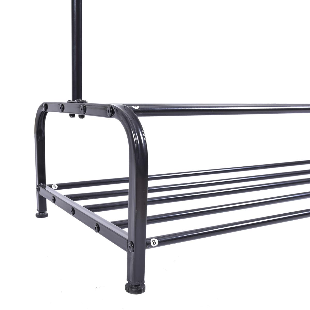 JURMERRY Heavy Duty Metal Clothes Rack with 2-Tier Shelves - Garment Rack with Top Rod & Lower Storage Shelf for Closet Organization (Black) - Perfect for Bedroom, Laundry Room, or Retail Store Display