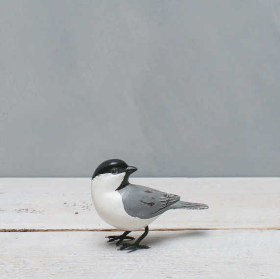 Aviologie Mini Chickadee Bird Sculpture Set of 4 - Handcrafted Decorative Figurines for Home, Office & Garden Decor - Perfect Gift for Bird Lovers & Nature Enthusiasts