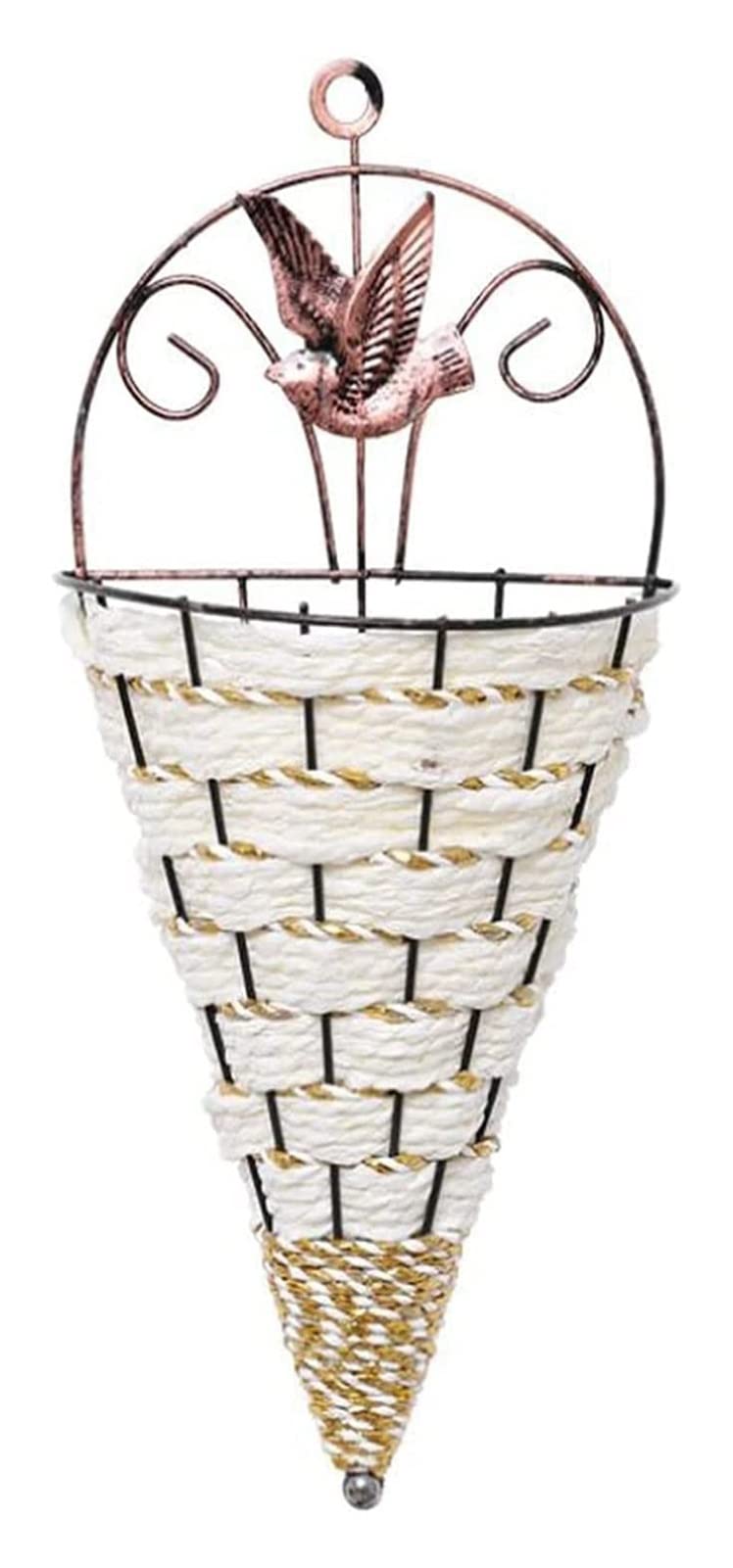 Handmade Wrought Iron Wall Hanging Vase - Decorative Flower Basket for Home & Garden - Rustic Sculpture Planter for Indoor/Outdoor Decor (Color A) | Perfect for Living Room, Bedroom, Patio & Wedding Decorations