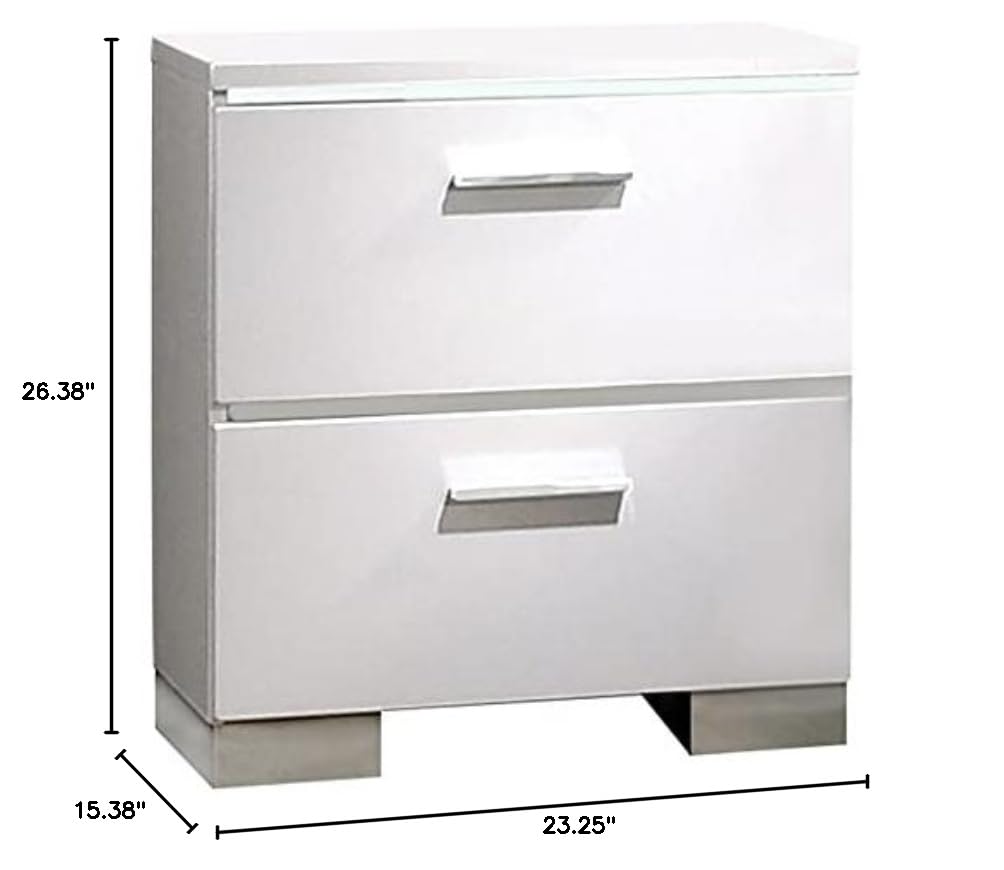 Quaker Contemporary White Wood Nightstand by Furniture of America - Modern Bedside Table for Bedroom, Guest Room & Nursery Storage