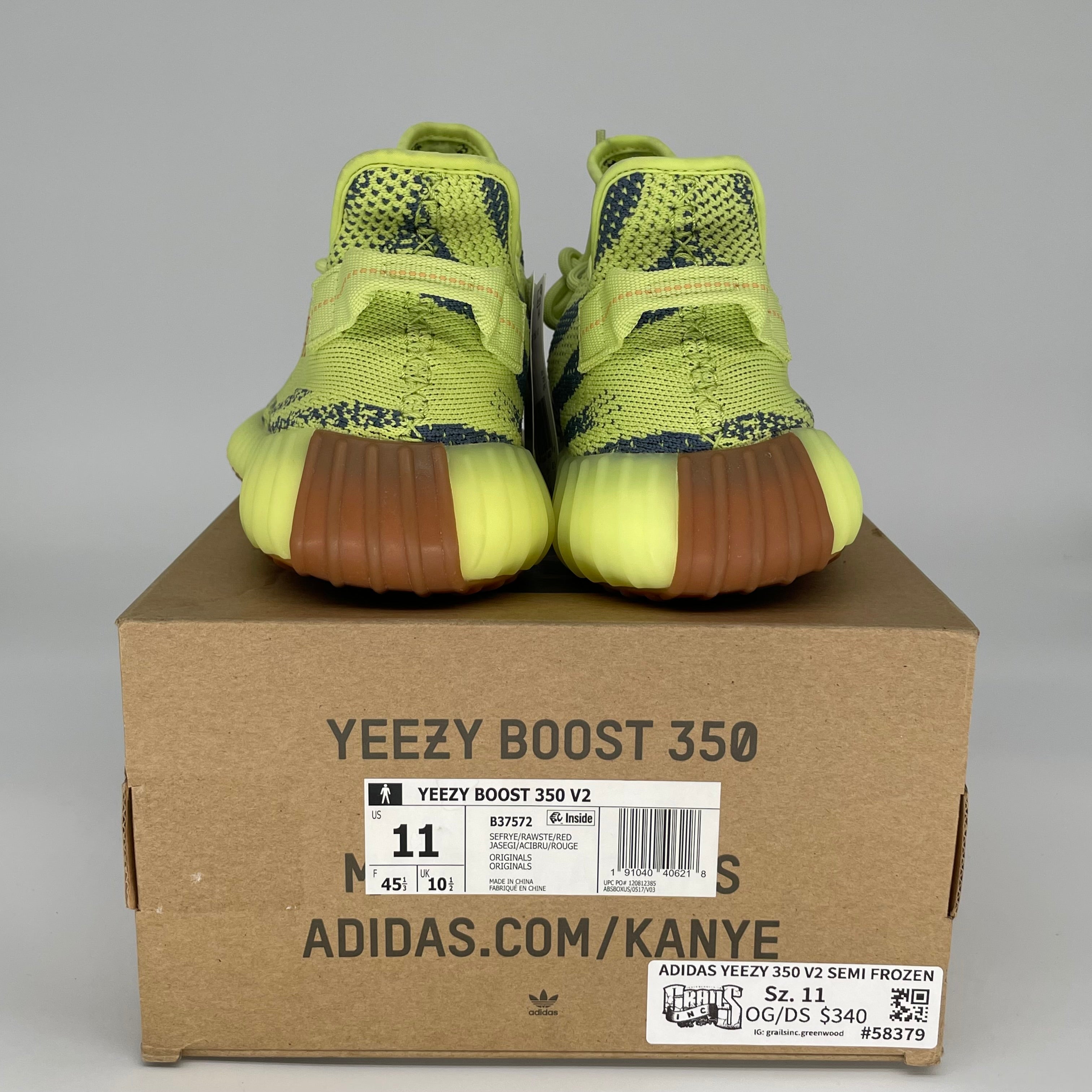 Adidas Yeezy Boost 350 V2 Semi Frozen Yellow - Men's Size 11 (B37572) | Limited Edition Sneakers for Running, Streetwear & Casual Fashion