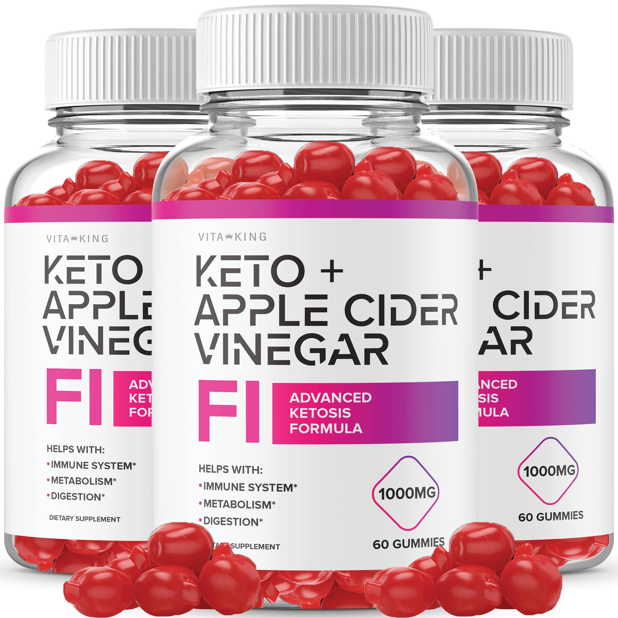 Premium F1 Ketos + ACV Keto Gummies - Advanced Ketogenic Formula with Apple Cider Vinegar (3 Bottles) - Supports Weight Loss, Energy Boost & Appetite Control for Keto Dieters
