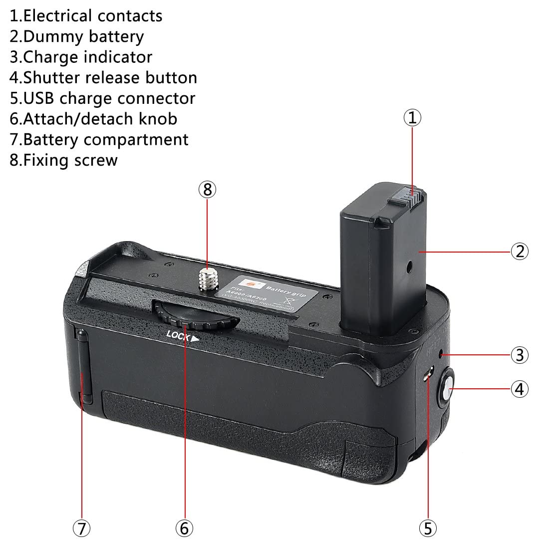 DSTE VG-6300 Remote Control Battery Grip for Sony A6300 & A6000 Digital Cameras - Perfect for Photography, Vlogging & Travel Shooting