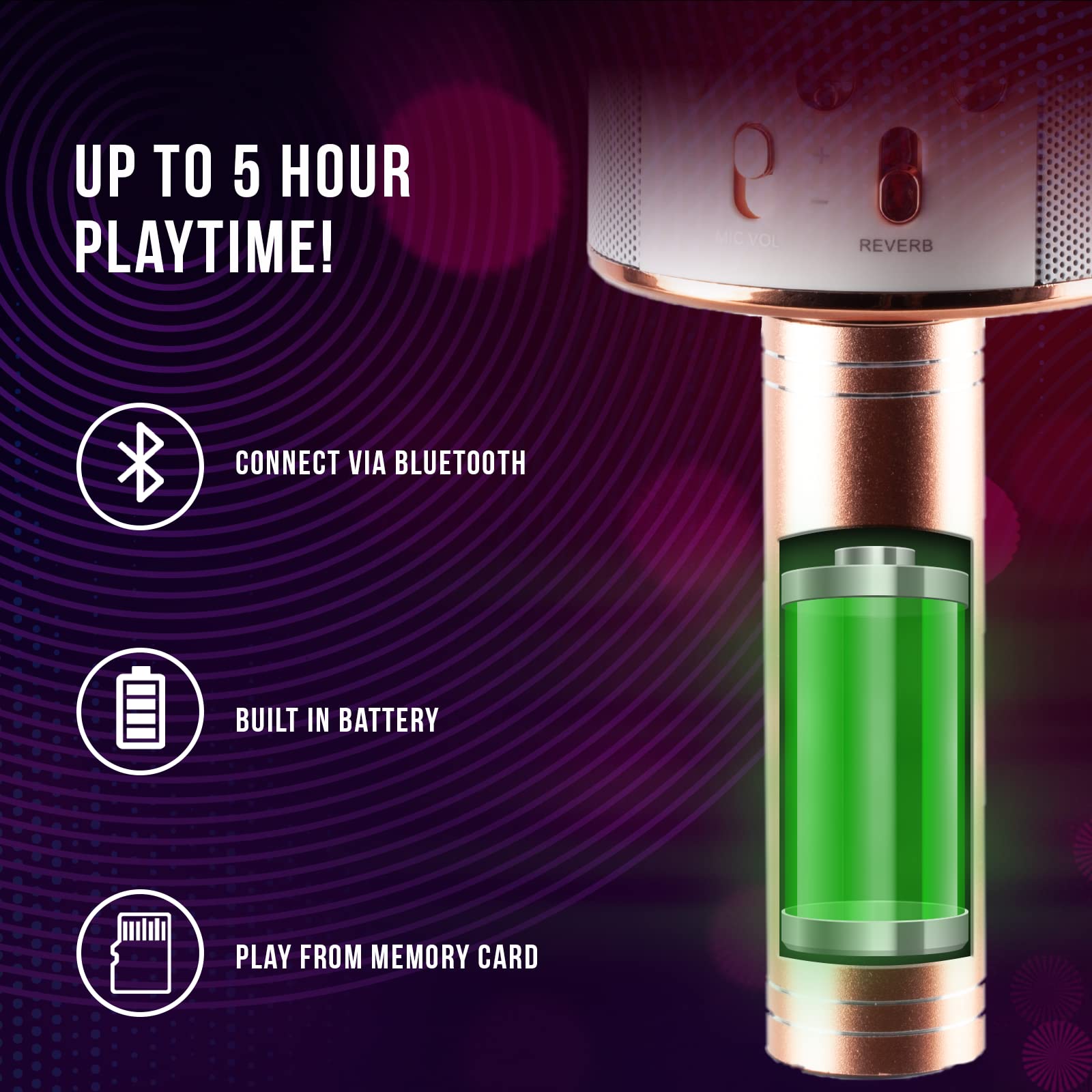 iJoy Wireless Karaoke Microphone with Bluetooth & Voice Changer - Portable Karaoke Machine for Adults & Kids - Sing Along Speaker for Home Parties, Travel & Family Fun