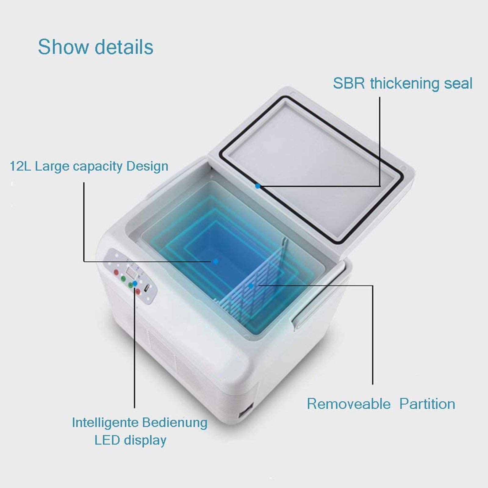 12L Portable Car Refrigerator - Mini Fridge Cooler & Freezer for Insulin, Vaccine & Drug Storage - Dual Mode Cooling/Warming - Ideal for Car, Home, Travel, Camping & Picnic (White)