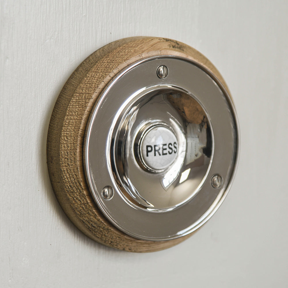 Vintage Nickel Foley Bell Push - Antique Doorbell for Classic Homes, Farmhouses & Victorian Style Decor | Perfect for Front Door, Backyard & Garden Gates