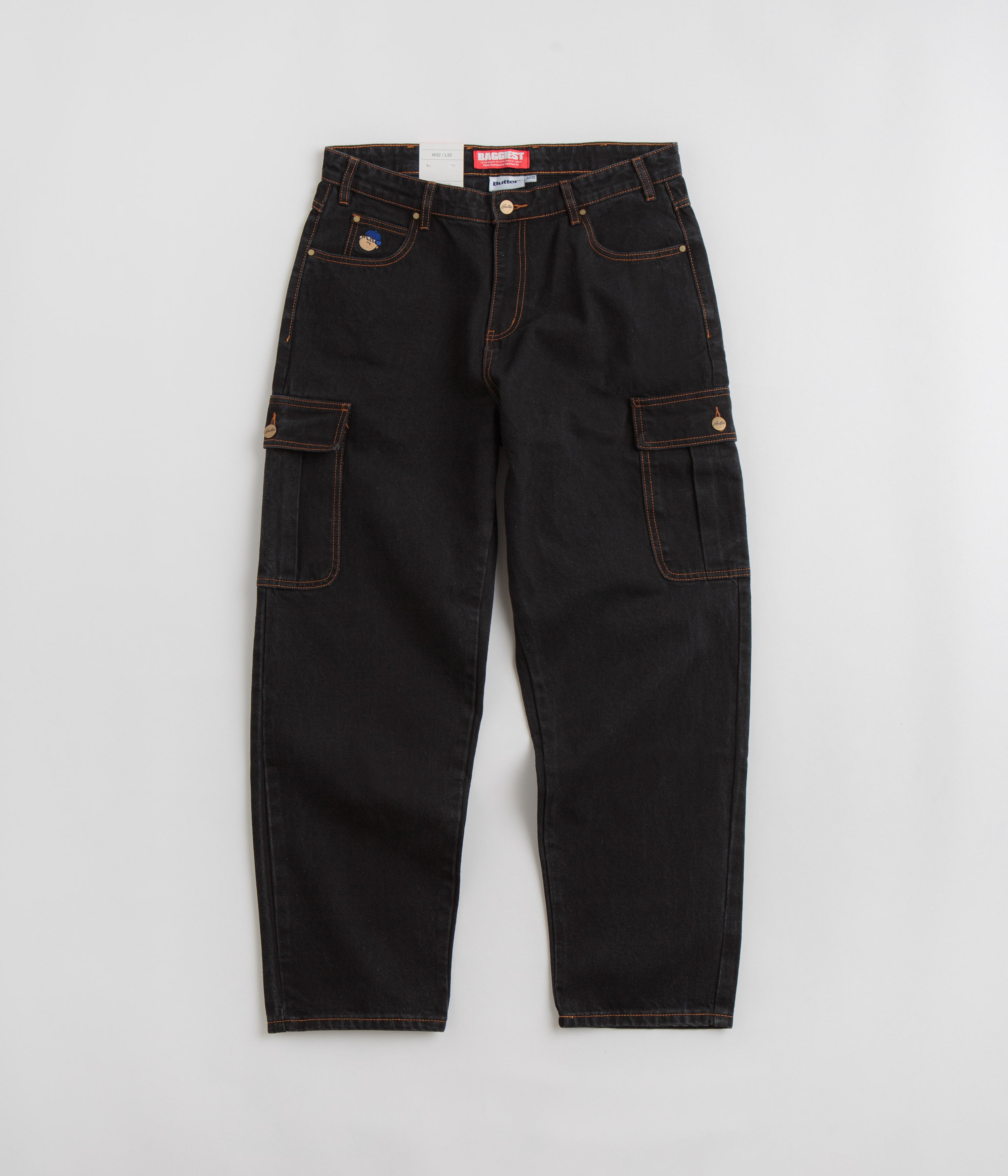 Butter Goods Santosuosso Cargo Jeans for Men - Washed Black & Blue Denim Pants | Streetwear Fashion, Casual Wear, Urban Style