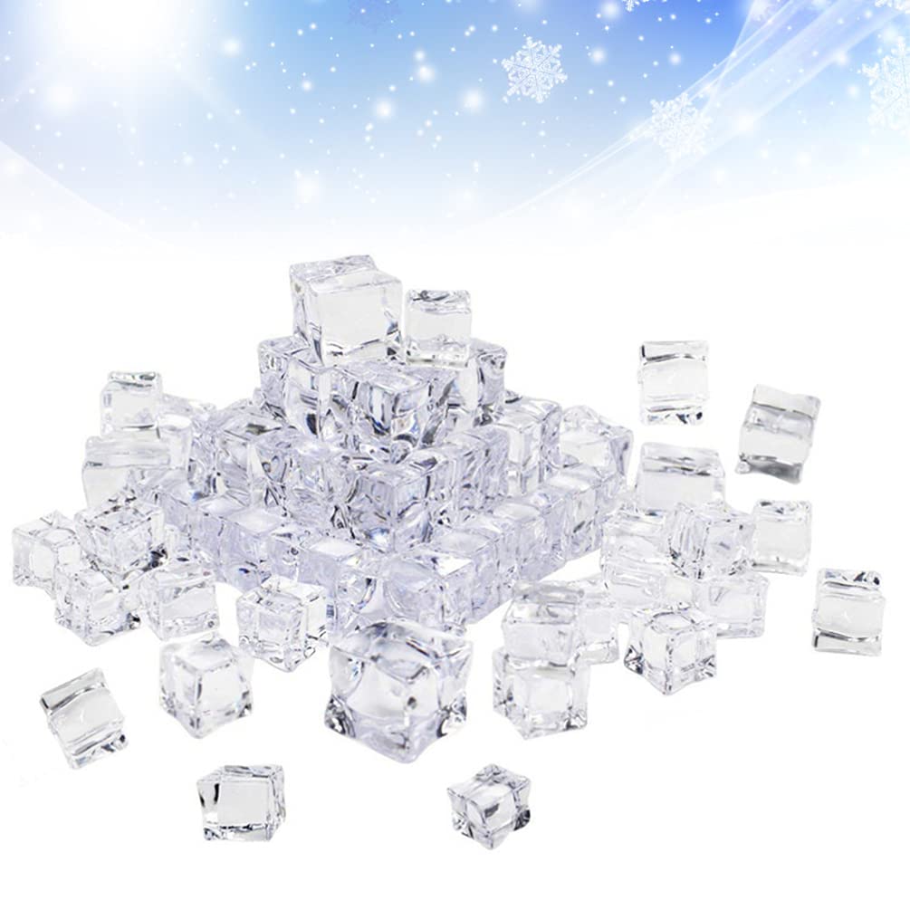 Garneck 100pcs Clear Artificial Ice Cubes - Fake Decorative Ice Cubes for Vase Fillers, Cocktail Parties & Wedding Centerpieces