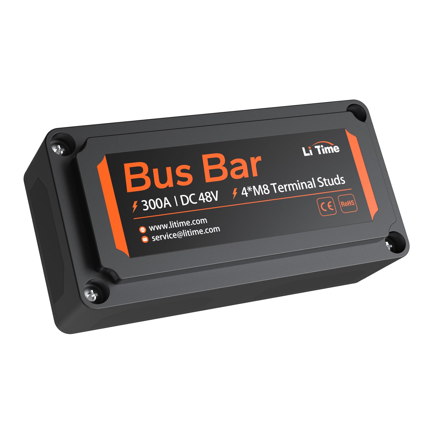 Litime Black Bus Bar for LiFePO4 Batteries - High Voltage & Current Busbar Connector for Automotive, Marine, Solar Power & Electrical Systems - Perfect for Battery Banks, RV, Off-Grid & DIY Projects