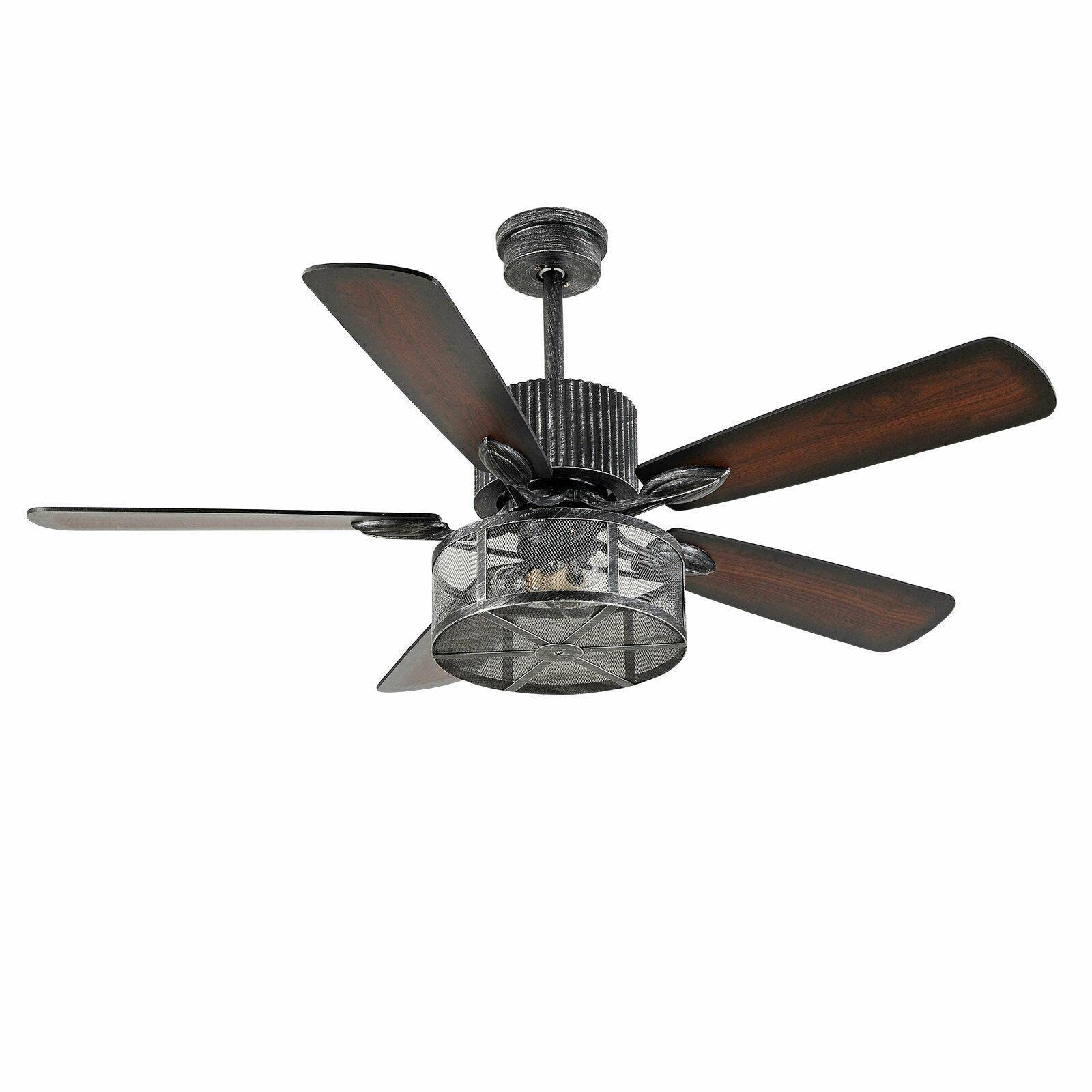 VioliytyC 52 Inch Ceiling Fan with Light - Remote Control, Rustic Farmhouse Style for Indoor/Outdoor Use - Perfect for Living Room, Bedroom, Patio & Porch