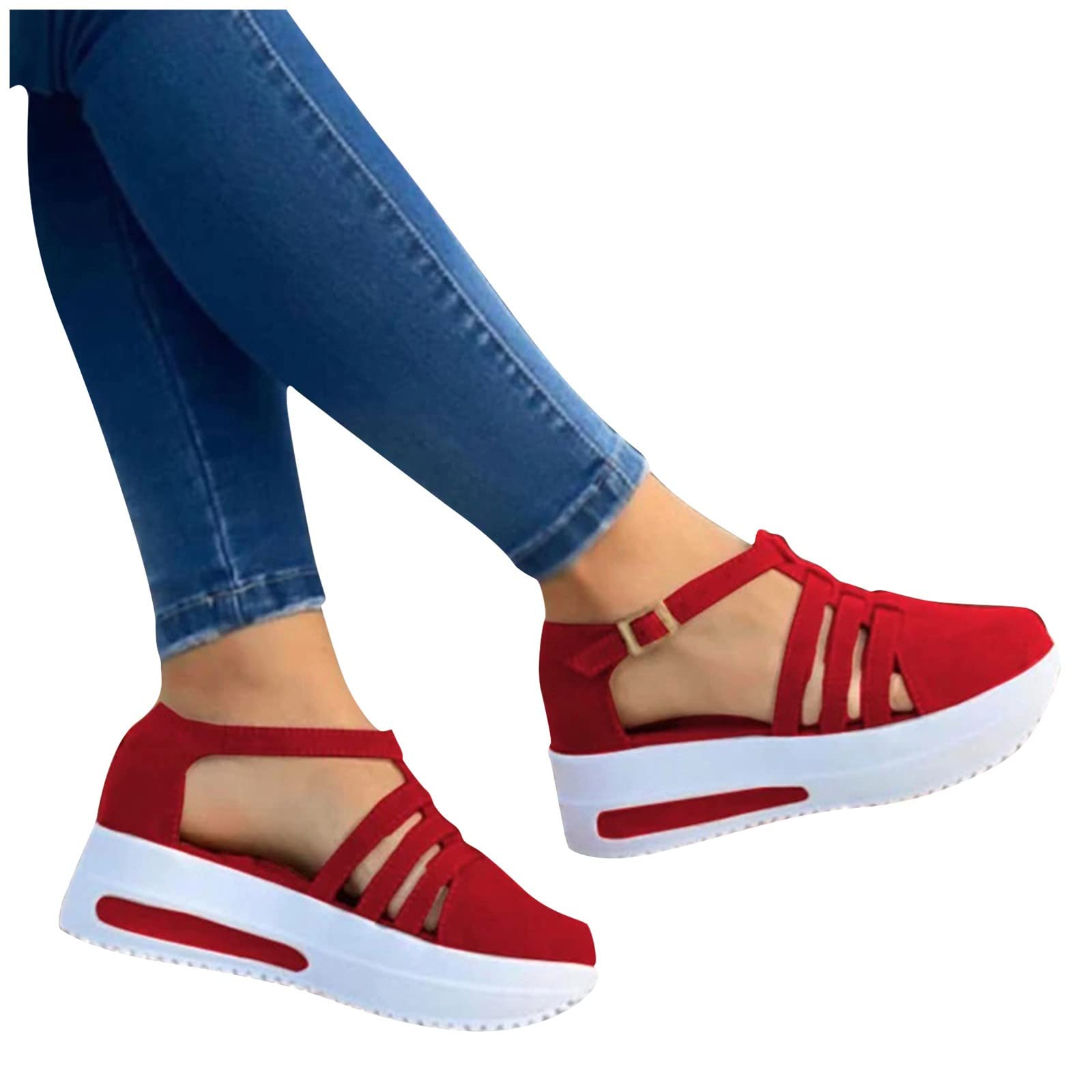 2024 Women's Orthopedic Sandals - Peep Toe Platform Wedge Shoes with Ankle Buckle | Comfortable Dressy Summer Sandals for Walking, Travel & Work