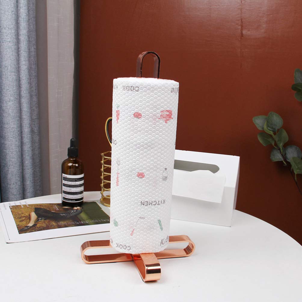 Rose Gold Paper Towel Holder & Dispenser - Sturdy Kitchen, Bathroom, Hotel Towel Stand for Home & Commercial Use | Elegant Storage Solution for Paper Towels & Toilet Paper Rolls