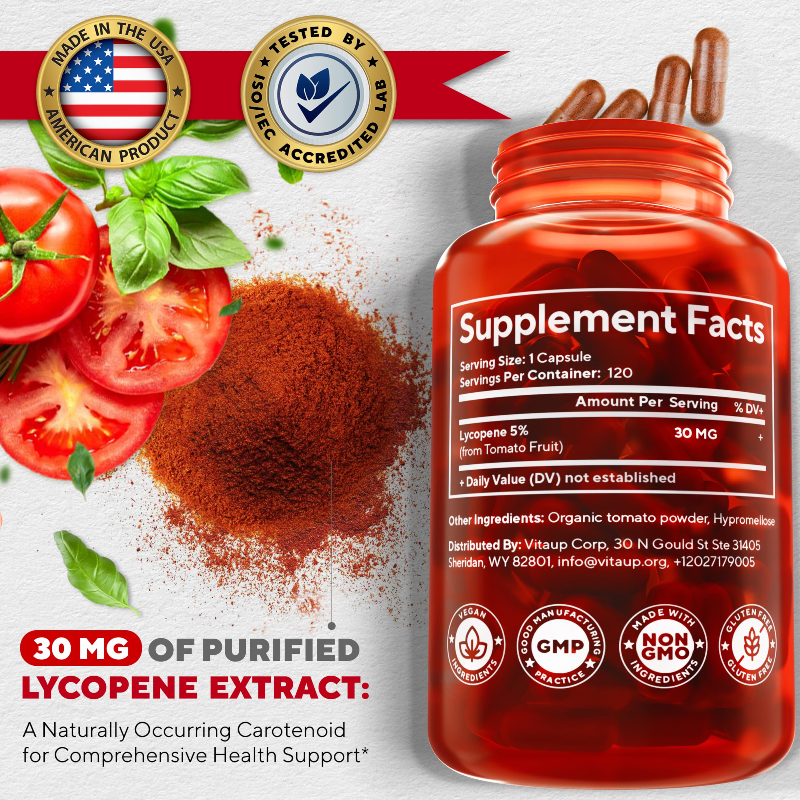 Premium Lycopene Supplement 120 Capsules & Shilajit Gummies 60 Count - Non-GMO, Gluten-Free, Vegan-Friendly Antioxidant Support - Perfect for Daily Wellness & Energy Boost