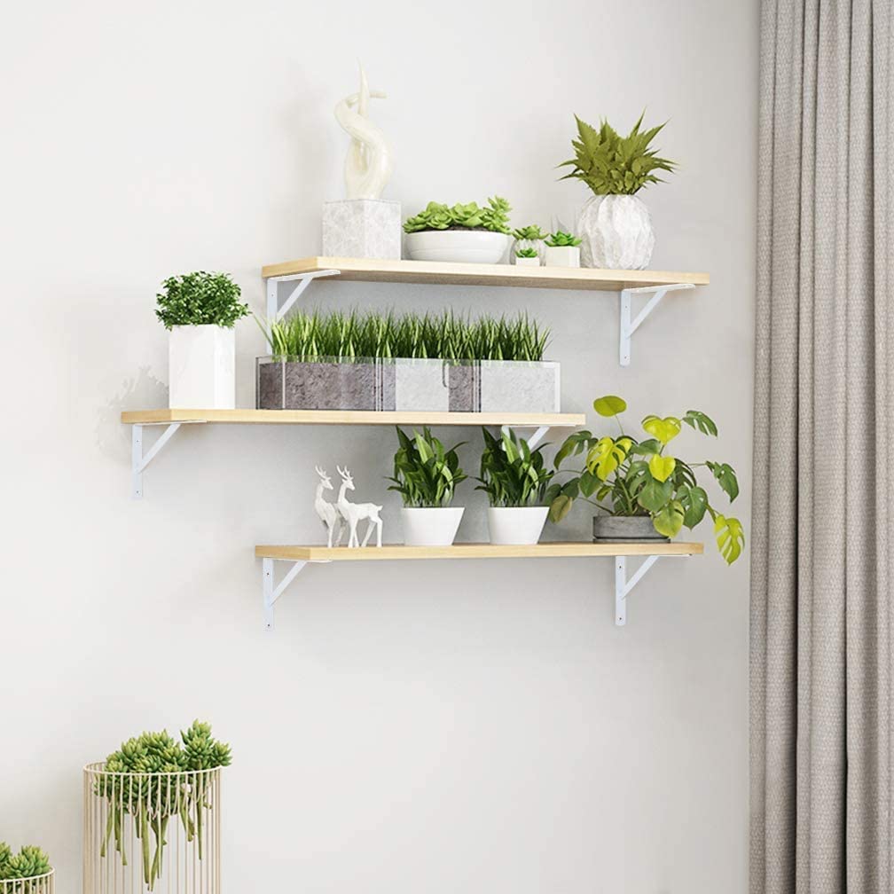6 Inch Heavy Duty Shelf Brackets - 4 Pack White L Brackets for Floating Shelves, 90 Degree Metal Triangle Supports with Screws - Perfect for DIY Home Office, Kitchen, Bathroom & Garage Storage Solutions
