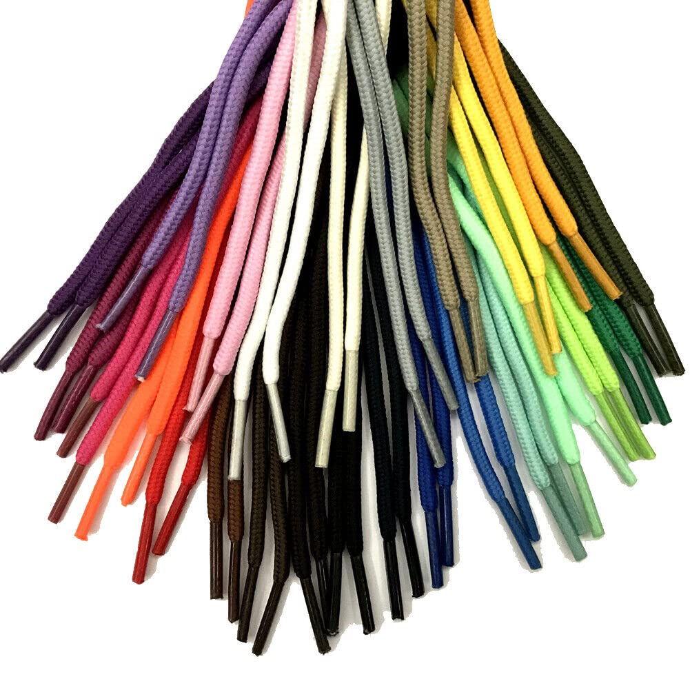 Durable Round Polyester Shoelaces for Kids & Adults - 23.5 to 47 Inch (60-120cm) - Perfect for Sneakers, Running Shoes, and Casual Footwear