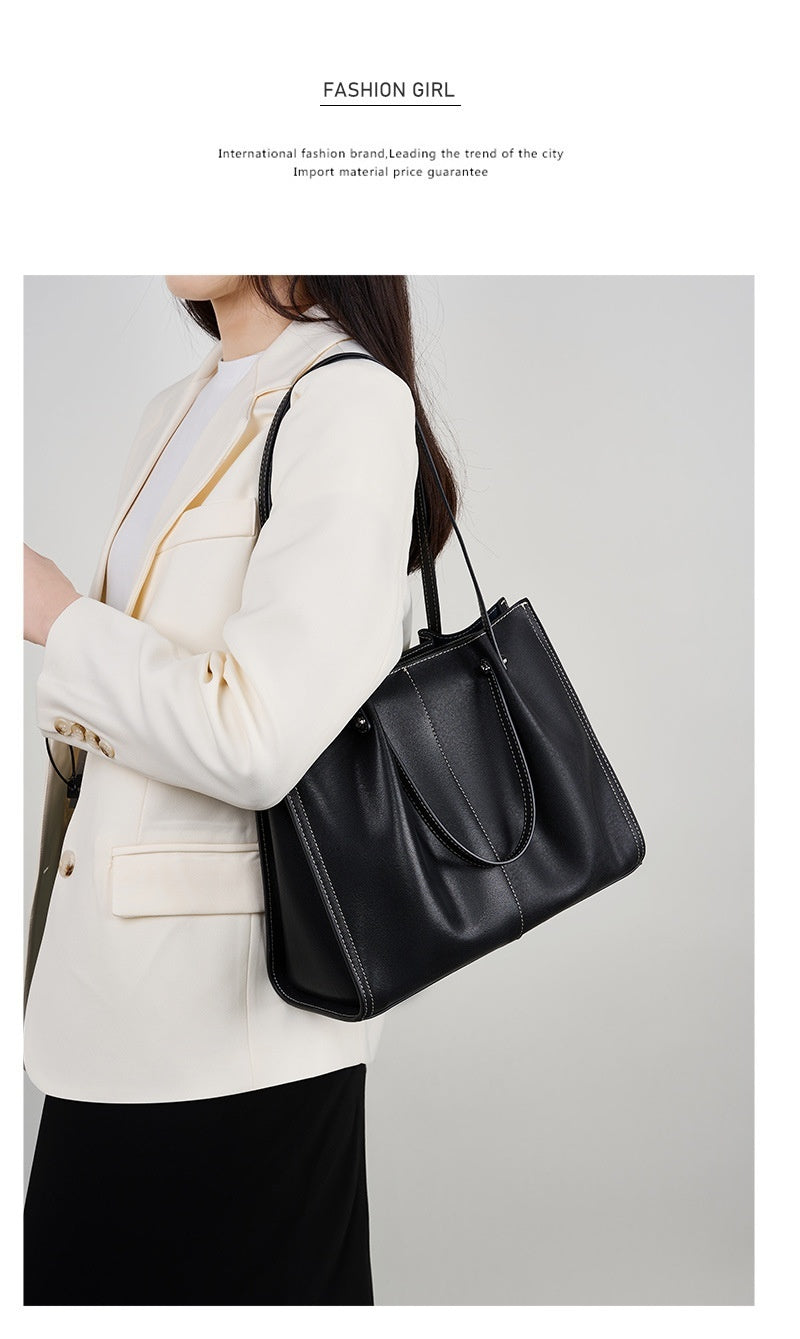 Premium Genuine Leather Large Capacity Tote Bag for Women - Stylish Shoulder Bag for Work, Travel & Everyday Use