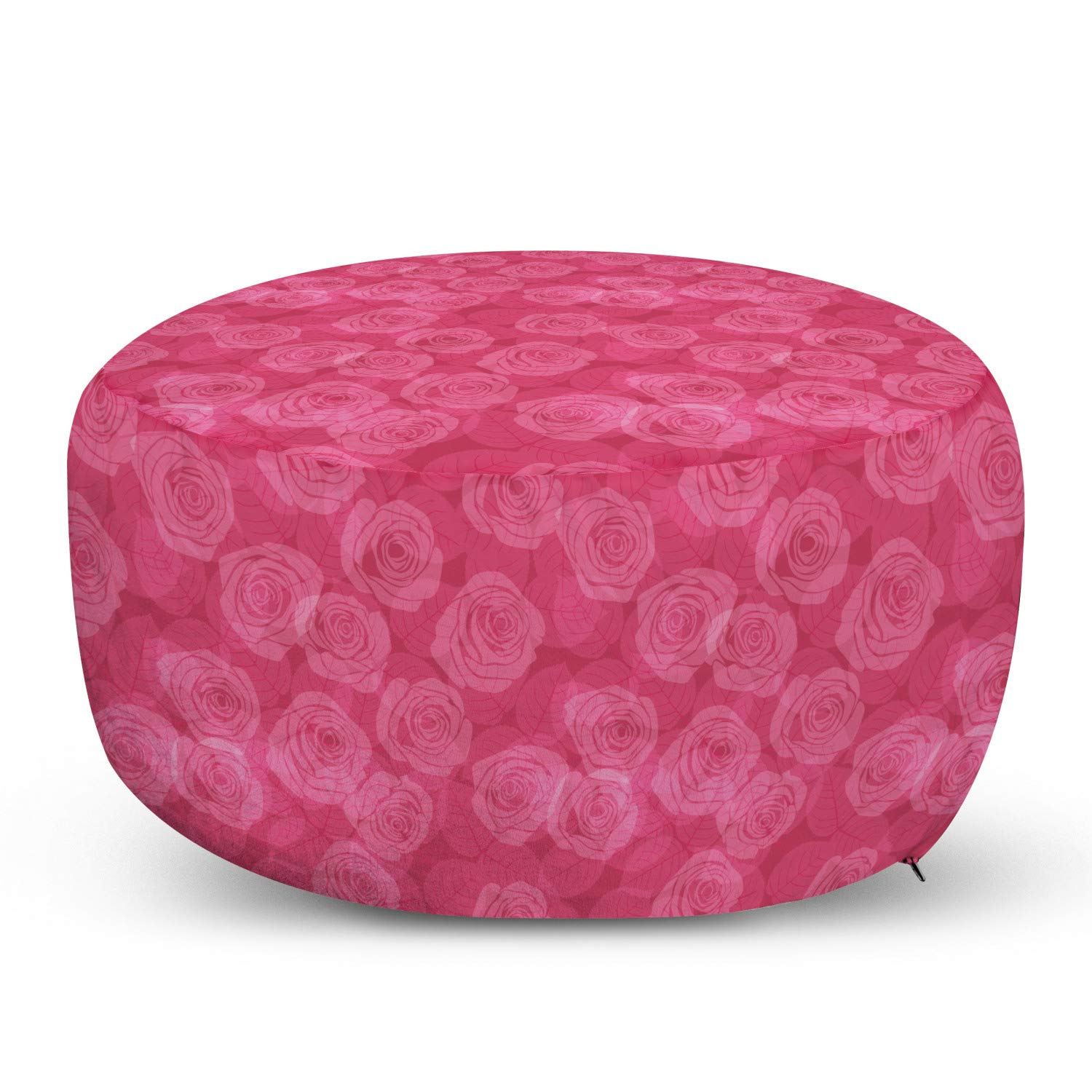 Ambesonne Rose Ottoman Pouf - Pink Floral Foot Rest with Removable Cover for Living Room & Bedroom Decor | Valentine's Day Inspired Design | Soft Seating for Relaxation, Reading Nook & Home Styling
