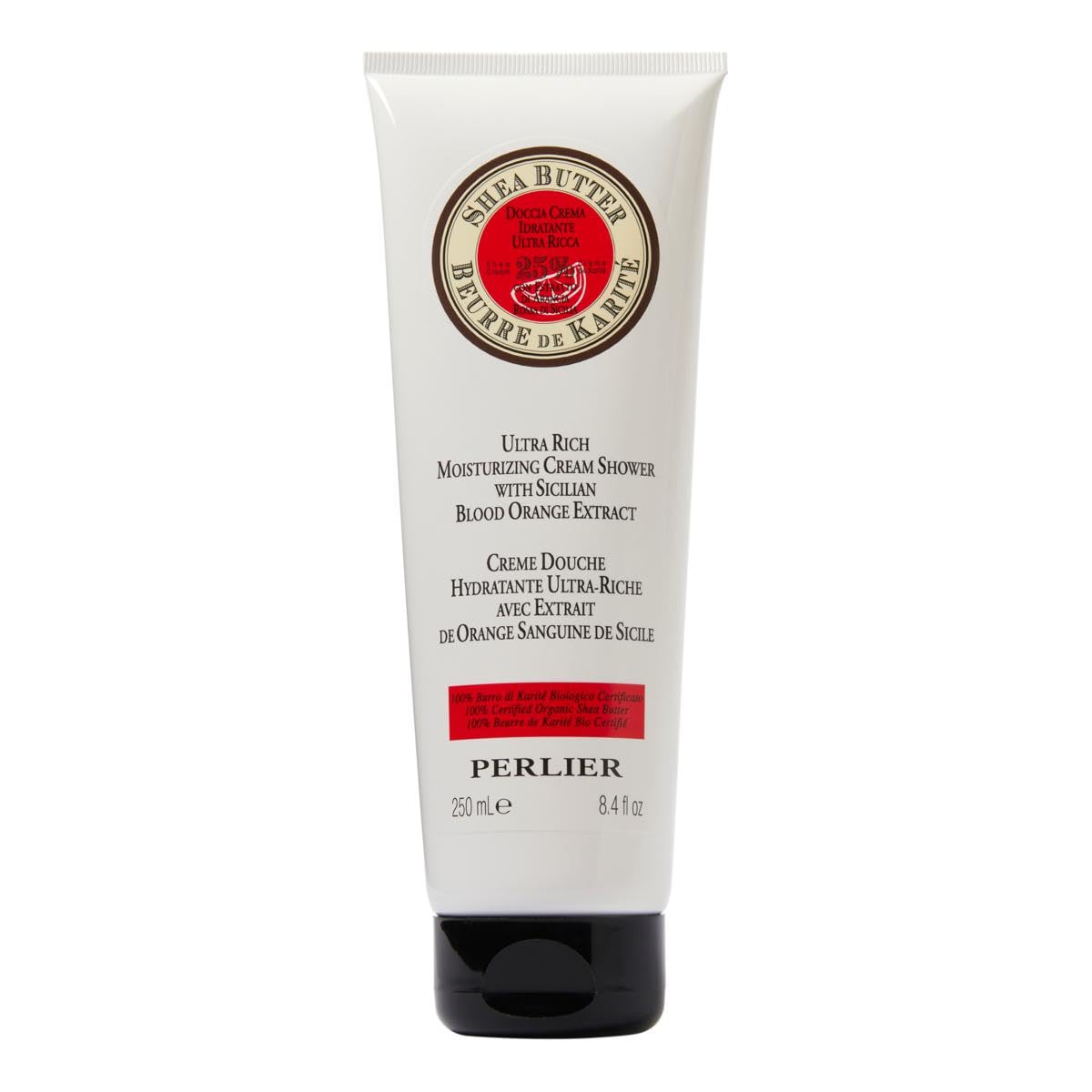 Perlier Shea Butter & Sicilian Blood Orange Body Wash - 250ml / 8.4oz Moisturizing Shower Gel for Dry Skin - Hydrating Bath Essential for Women & Men - Perfect for Daily Use & Spa Days