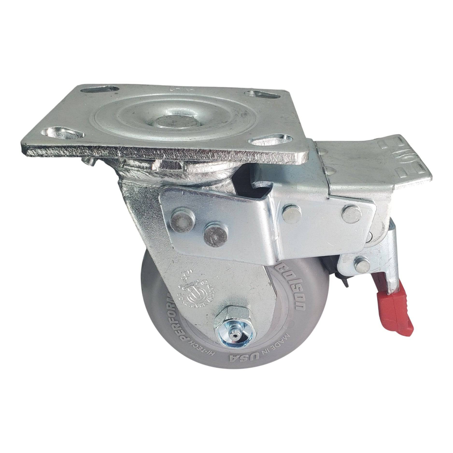 4 x 2 Inch Colson Performa Heavy Duty Swivel Caster Wheels with Total Lock - 500 lbs Capacity - Perfect for Industrial Carts, Workbenches, and Warehouse Equipment