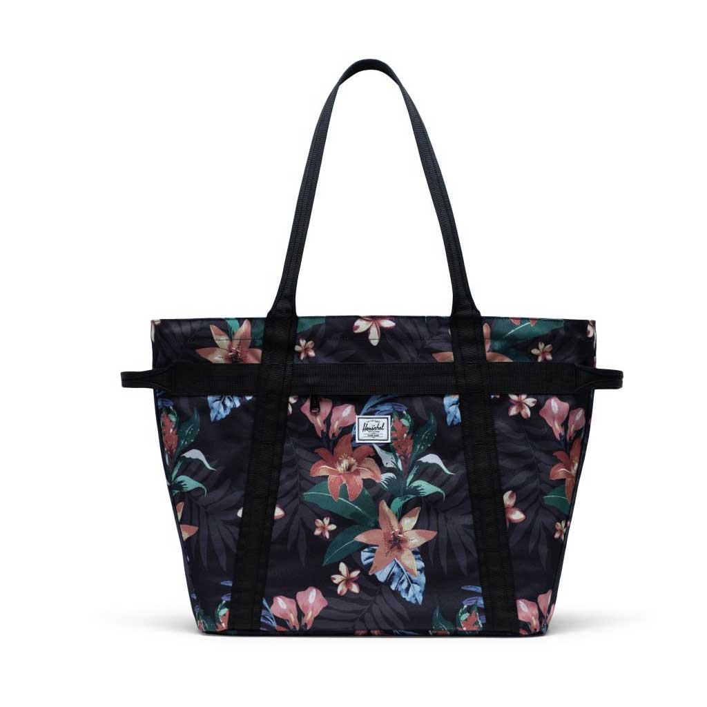 Herschel Alexander Zip Tote Bag - Waterproof Travel & Work Tote for Women - Summer Floral Black Pattern - Perfect for Commuting, Gym & Weekend Getaways