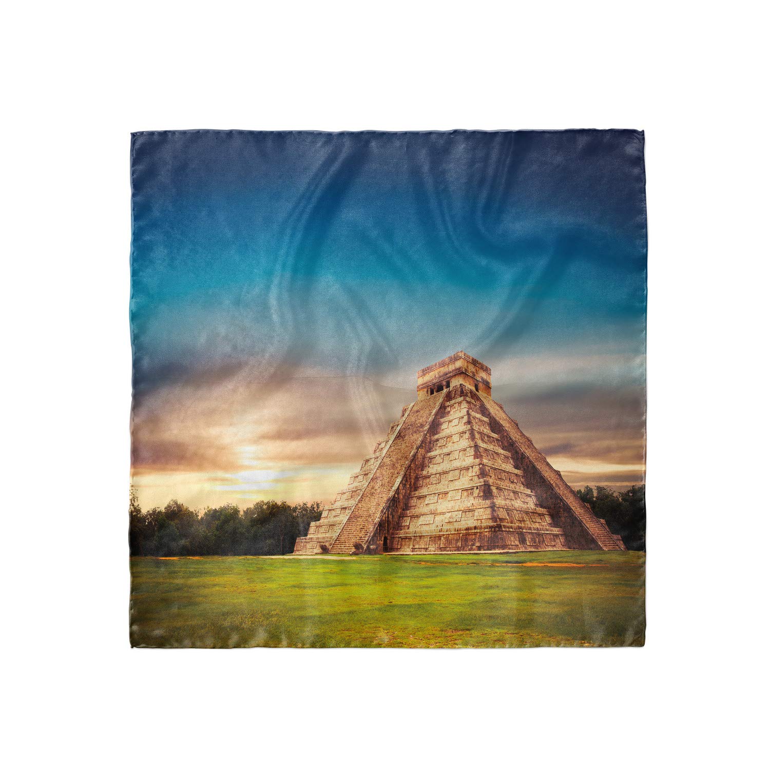 Ambesonne Travel Headscarf - Kukulkan Pyramid Yucatan Design, Stylish Hijab Scarf for Women, Lightweight & Breathable - Perfect for Travel, Beach, Summer Outfits and Cultural Events