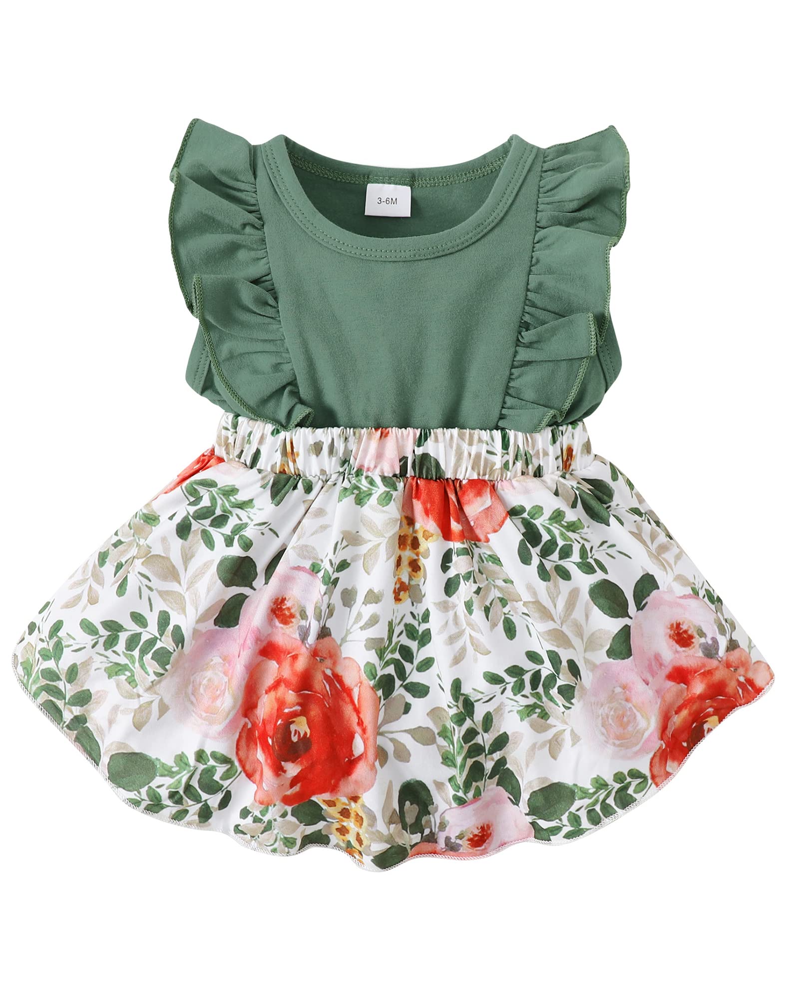 OLLUISNEO Newborn Baby Girl Summer Dress - Floral Short Sleeve Outfit for Infant Girls | Perfect for Photoshoots, Parties & Special Occasions